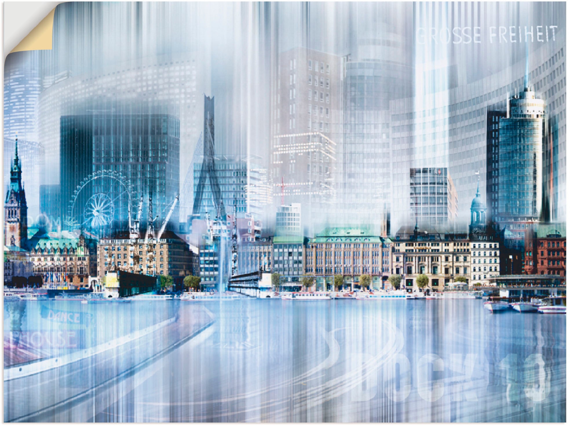 Artland Poster »Hamburg Skyline Collage I«, Deutschland, (1 St.), als Leinwandbild, Wandaufkleber oder Poster in versch. Größen