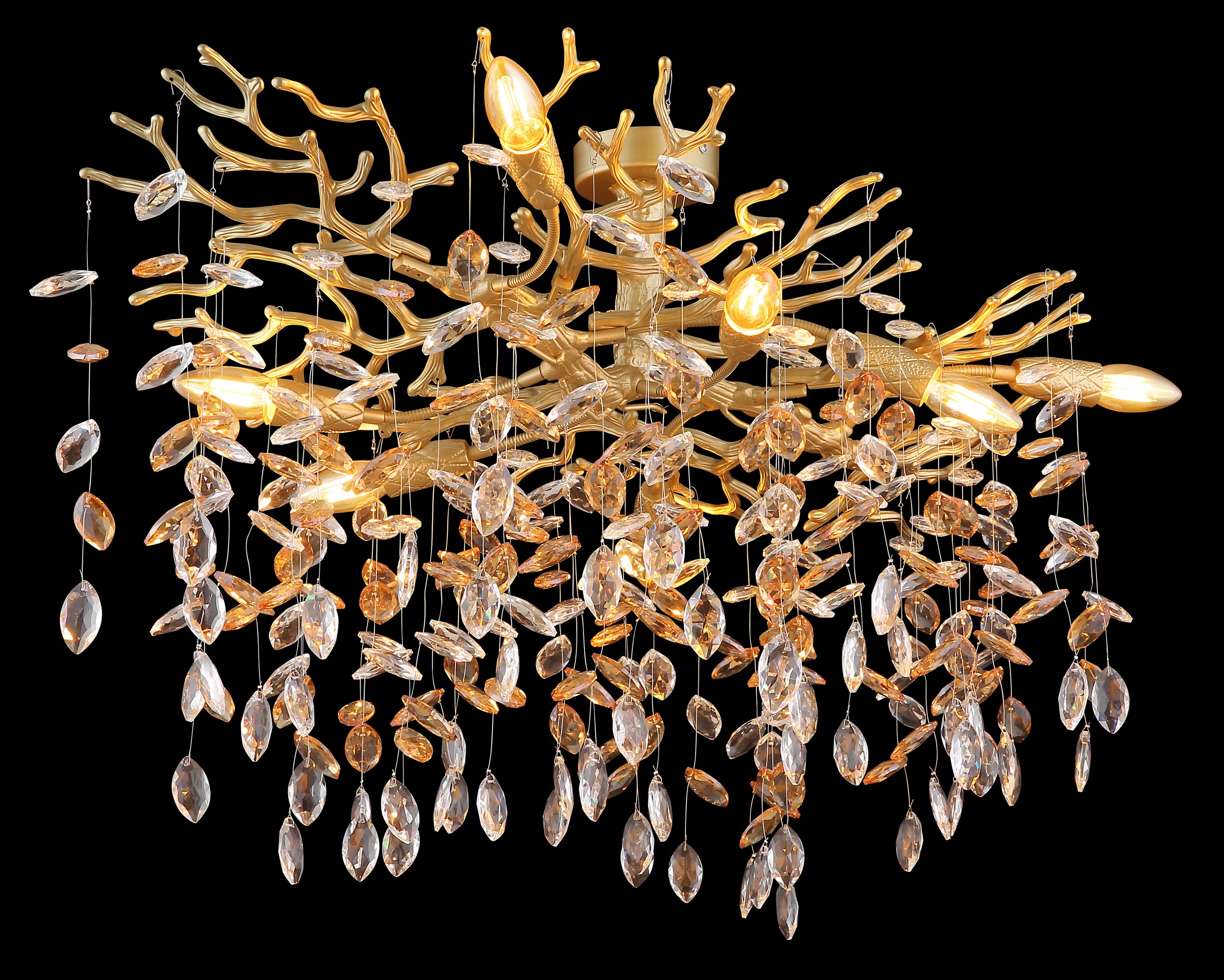 GLOBO LIGHTING Deckenleuchte »QUEENA« E14 1 Stk. Deckenleuchte gold Kristall, E14, elegant, flexibler Look