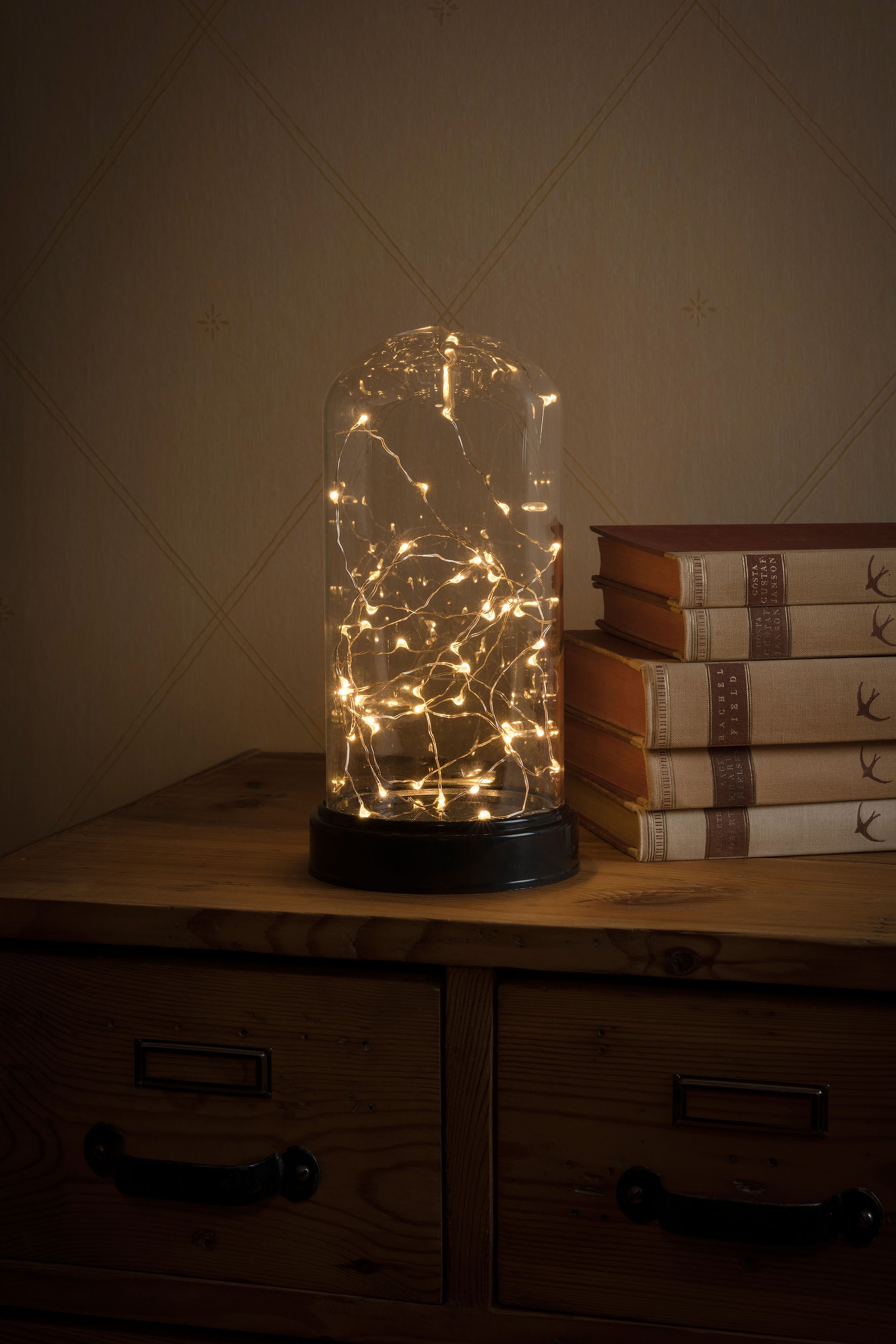 LED Dekolicht »Weihnachtsdeko«, 50 flammig-flammig, LED Dekoglaskuppel mit silberfb....