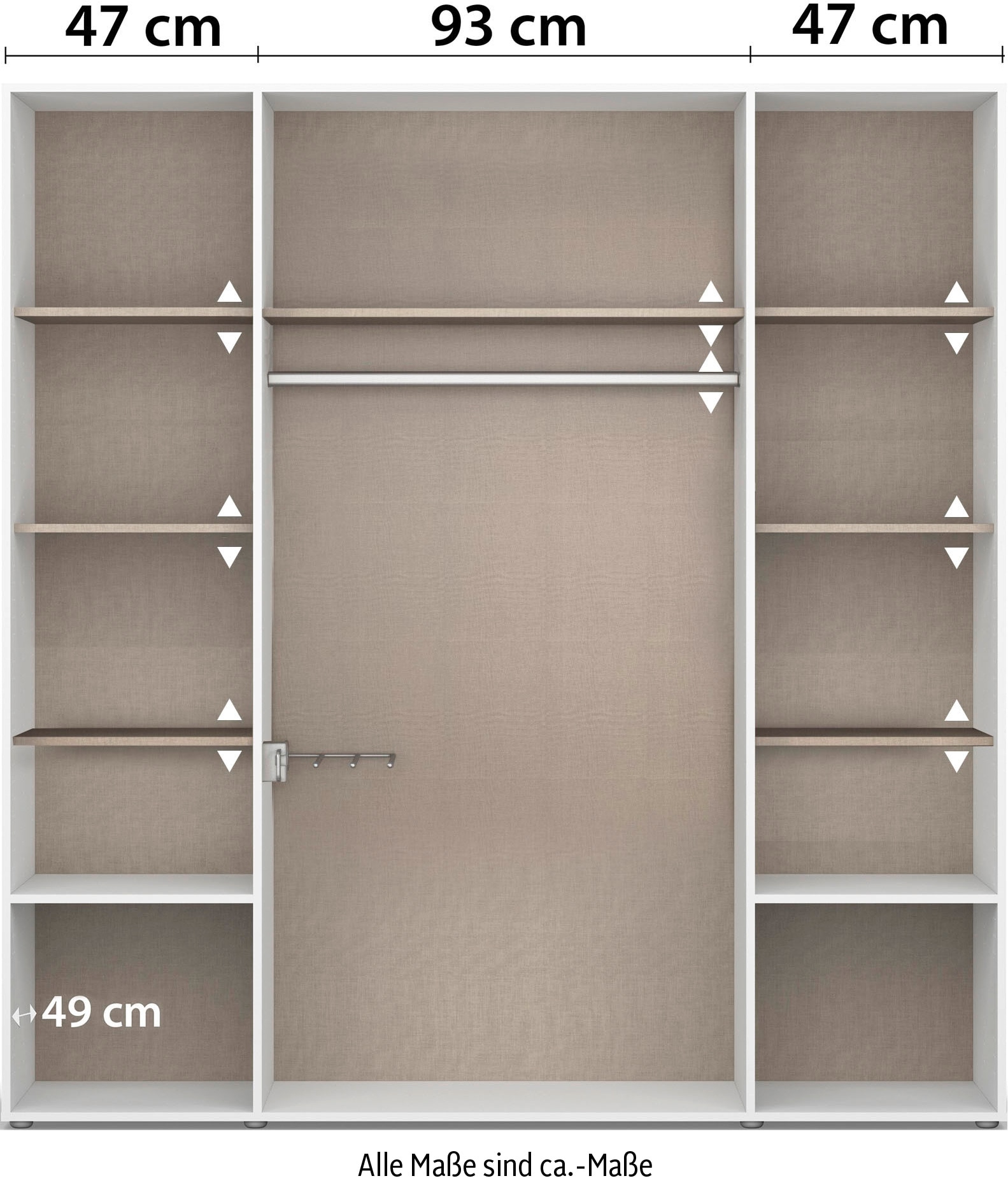 rauch Drehtürenschrank »Kleiderschrank Schrank Garderobe Wäscheschrank VOYAGER«, (in 3 verschiedenen Ausstattungen BASIC/CLASSIC/PREMIUM), moderne Griffe in Graumetallic mit Außenschubkästen MADE IN GERMANY