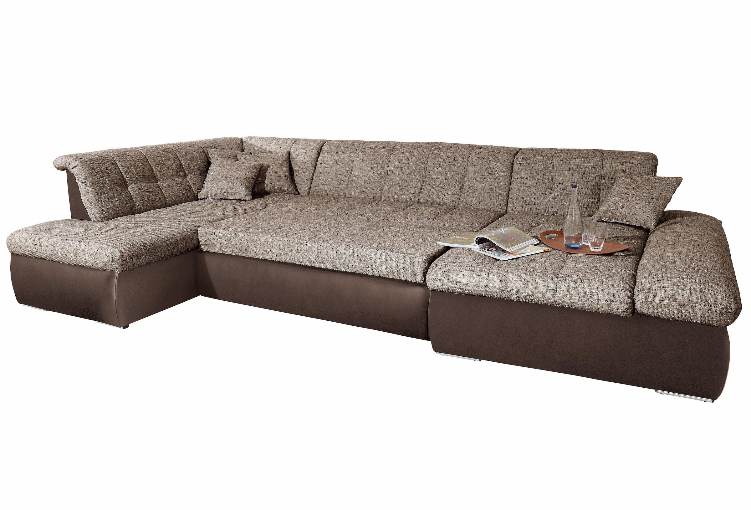 DOMO collection Wohnlandschaft »Moric U-Form auch in Cord«, im XXL-Format, wahlweise mit Bettfunktion und Armlehnenverstellung
