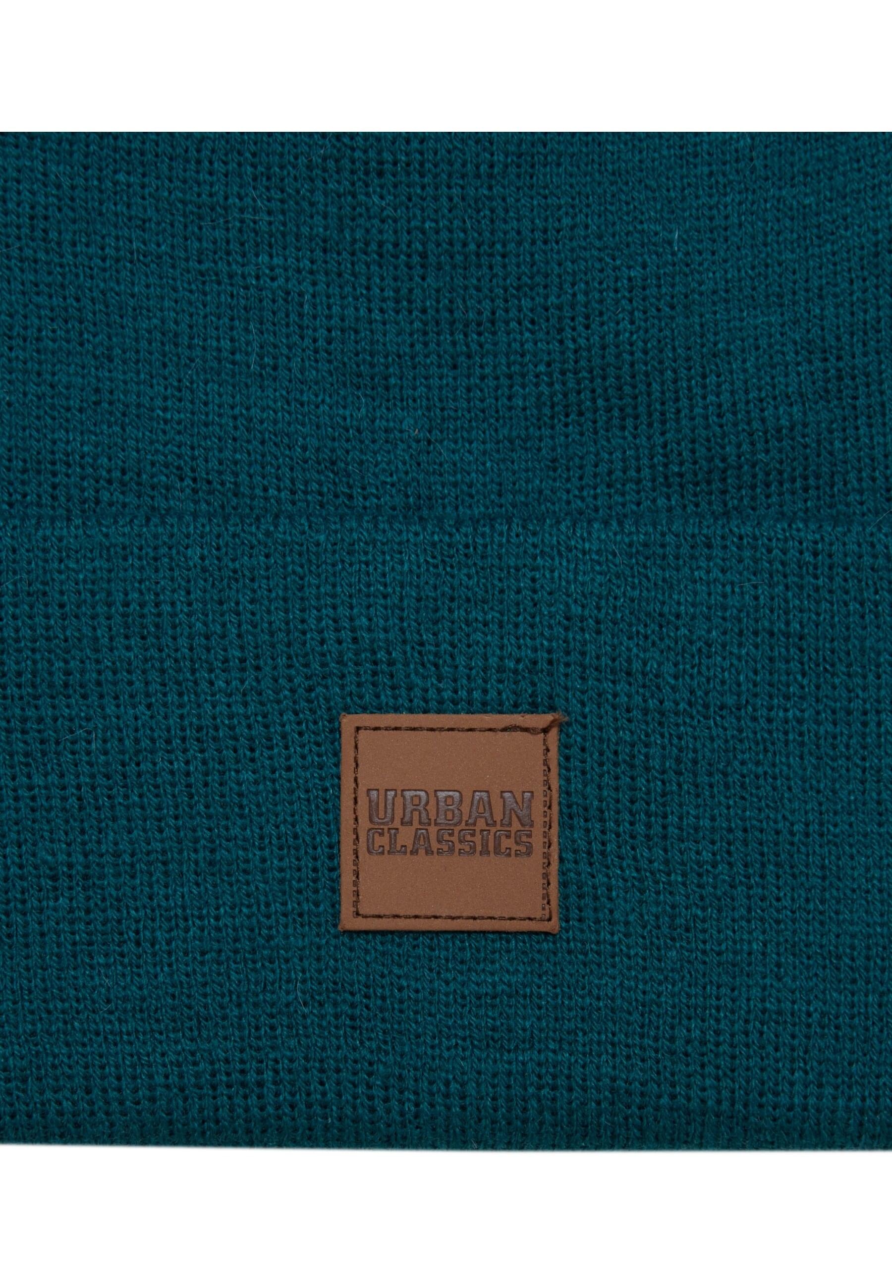 URBAN CLASSICS Beanie »Urban Classics Unisex Synthetic Leatherpatch Long Beanie«, (1 St.)