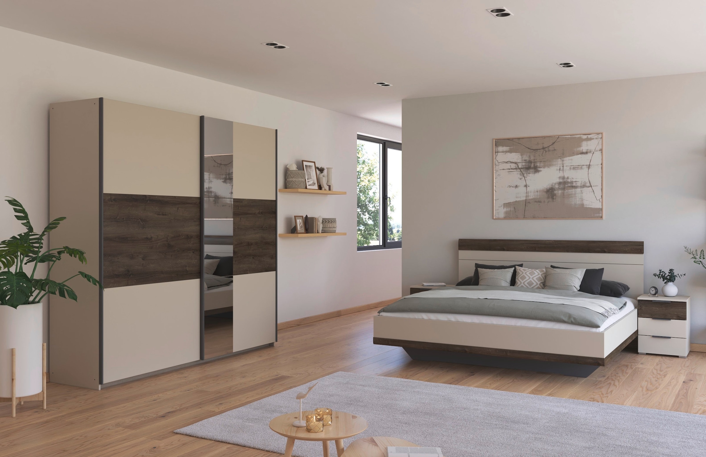 rauch Schlafzimmer-Set »Komplettschlafzimmer Schlafzimmer Schlafzimmermöbel SAJO«, (Set, 4 tlg., Set: Kleiderschrank mit/ohne Spiegel, Bett in 2 Breiten, 2 Nachttische), optional mit Spiegel am Kleiderschrank MADE IN GERMANY