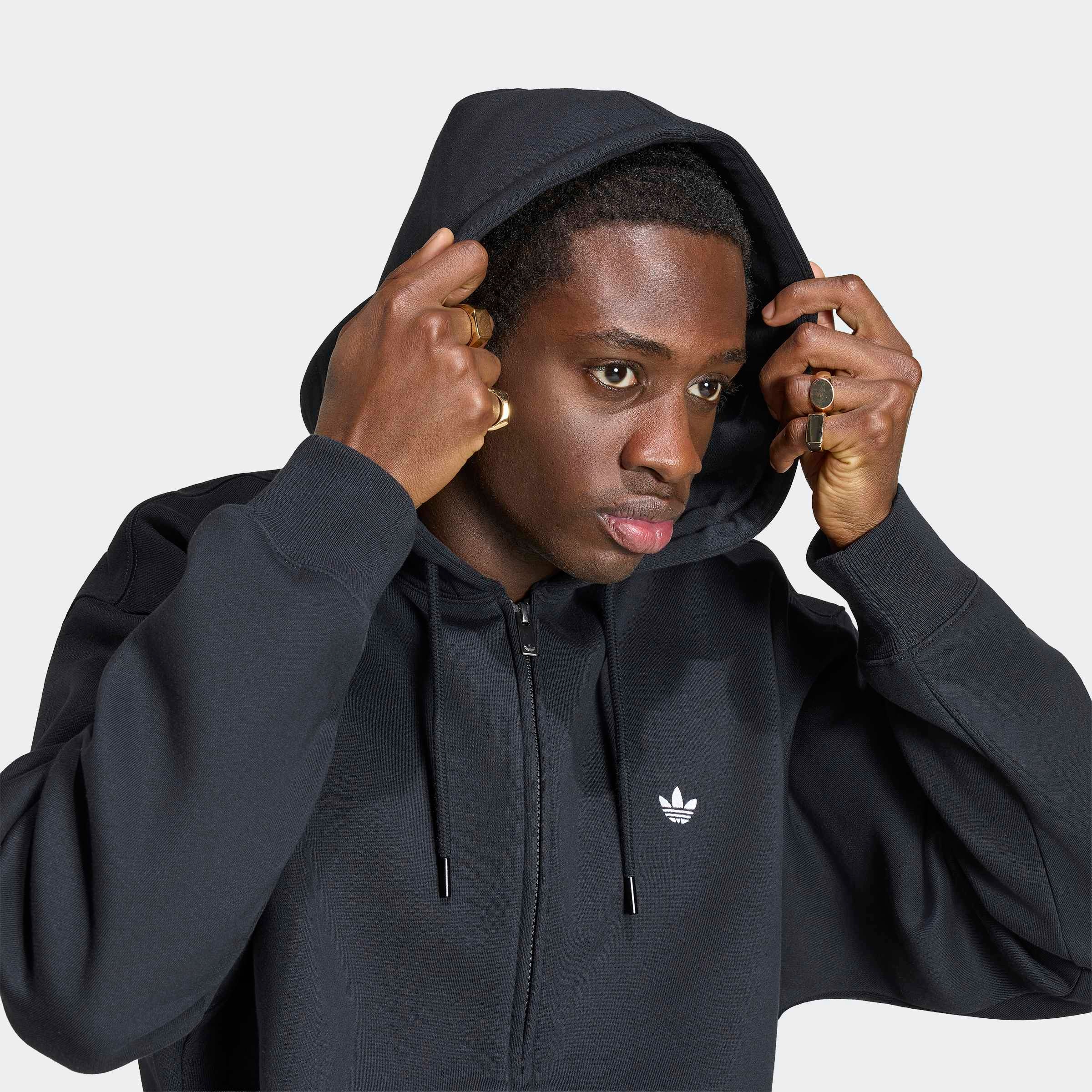 adidas Originals Kapuzensweatshirt »TREFOIL ESSENTIALS HOODIE, LOCKER GESCHNITTEN, MIT DURCHGEHENDEM REISS«, mit Kordel, in normaler Länge
