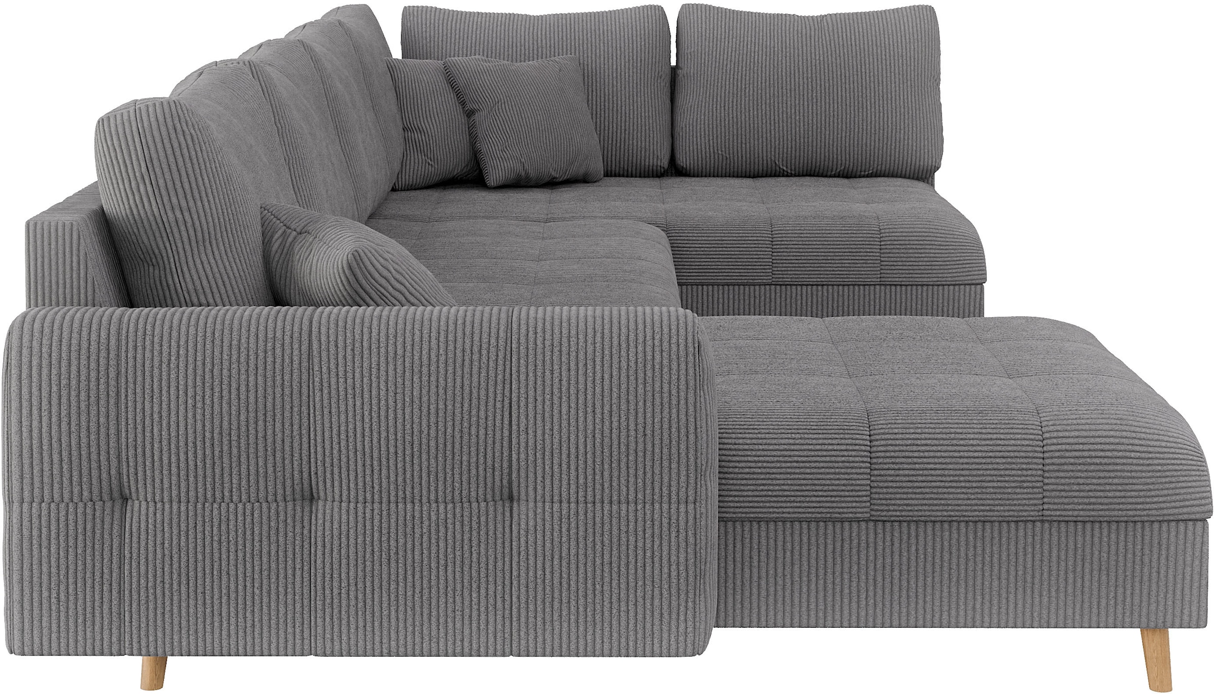 Home affaire Wohnlandschaft »CHARRE U-Form mit Ottomane, Maße B/T/H: 310/161/81 cm«, feine Steppung, lose Rücken- und Zierkissen, auch in Cord und Bouclé