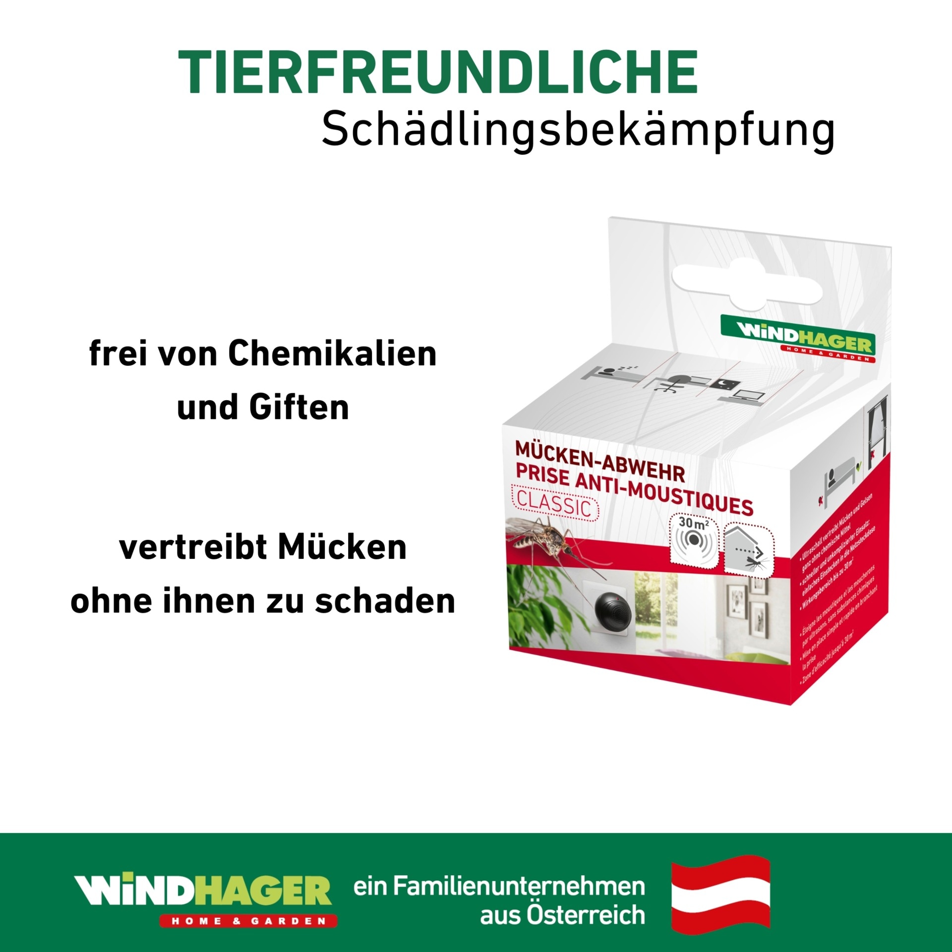 Windhager Insektenabwehrgerät »für Mücken, Mückenabwehr Classic, Mückenstecker« hält Mücken in Innenräumen mithilfe von ultrahohen Tonfrequenzen fern