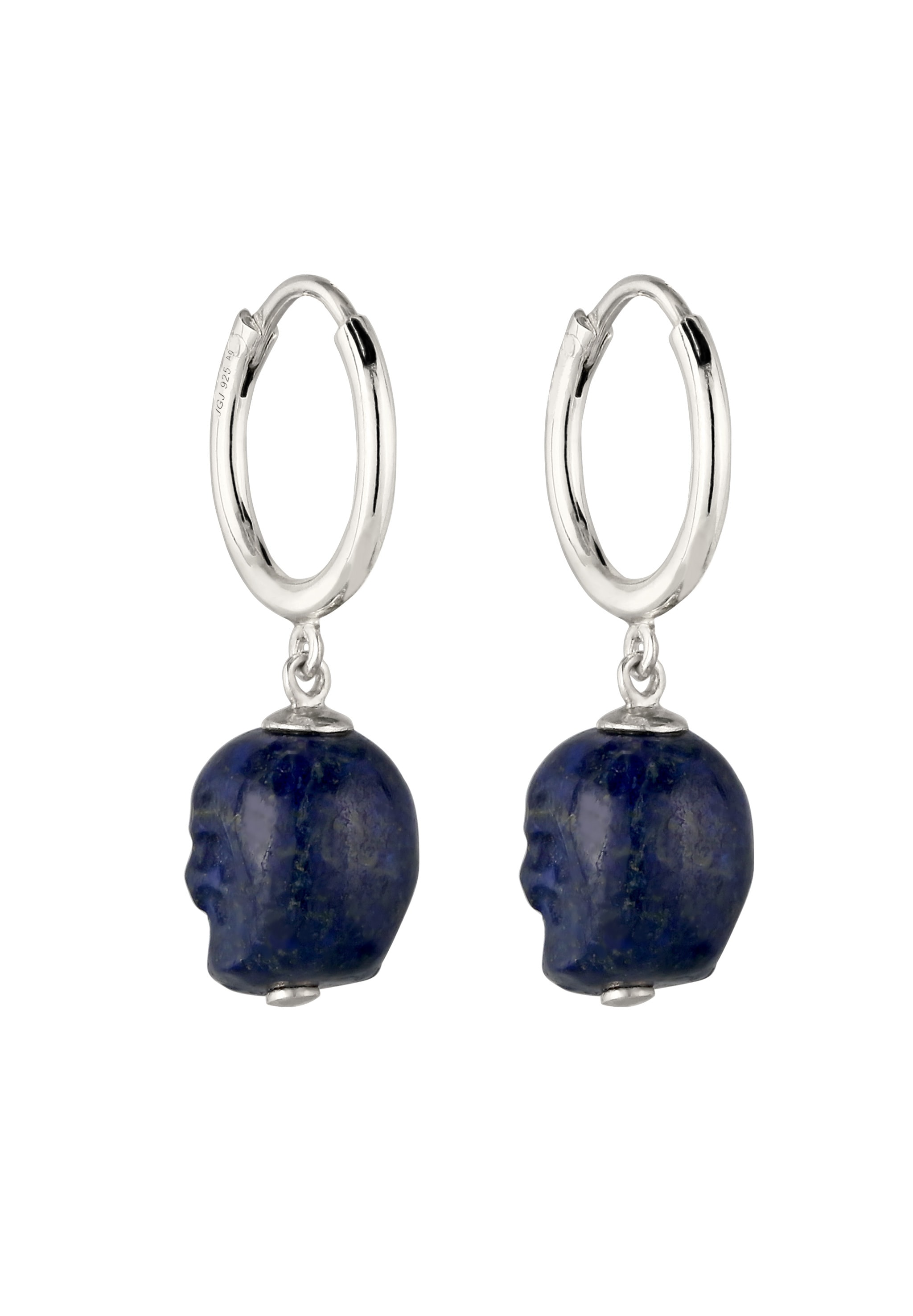 Kuzzoi Paar Creolen »Ohrringe Creole Totenkopf Lapis Lazuli Blue 925 Sterling Silber«