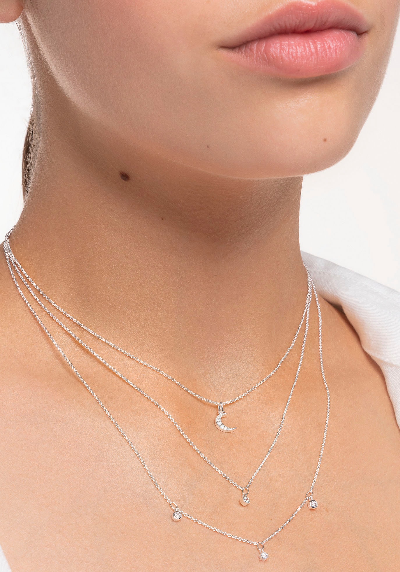 THOMAS SABO Kette mit (synth.) silber, BAUR | für Zirkonia Anhänger weiße bestellen »doppel mit KE2078-051-14-L45V«, Steine