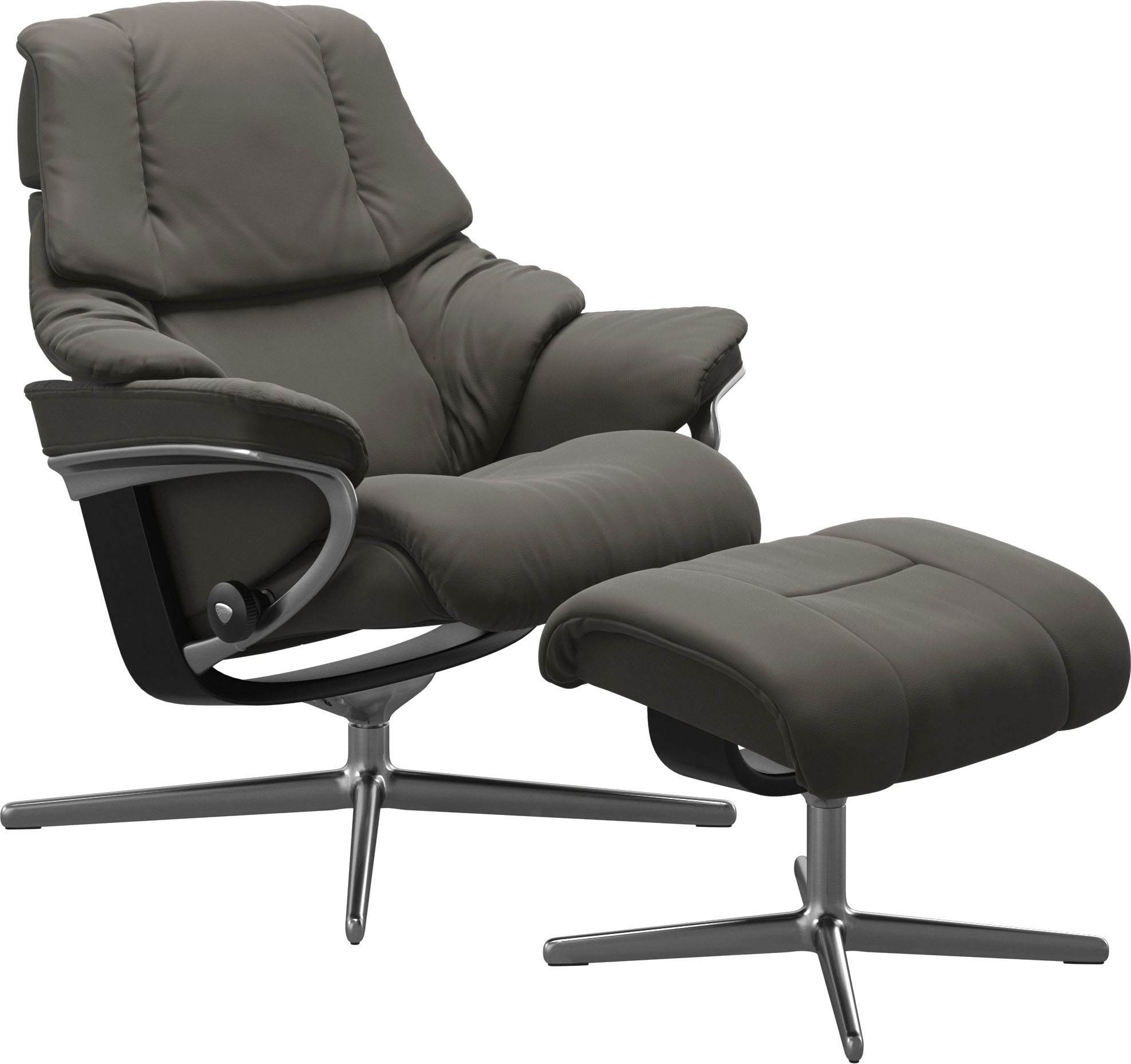 Stressless® Relaxsessel »Reno«, (Set, Relaxsessel mit Hocker), mit Hocker, mit Cross Base, Größe S, M & L, Holzakzent Schwarz