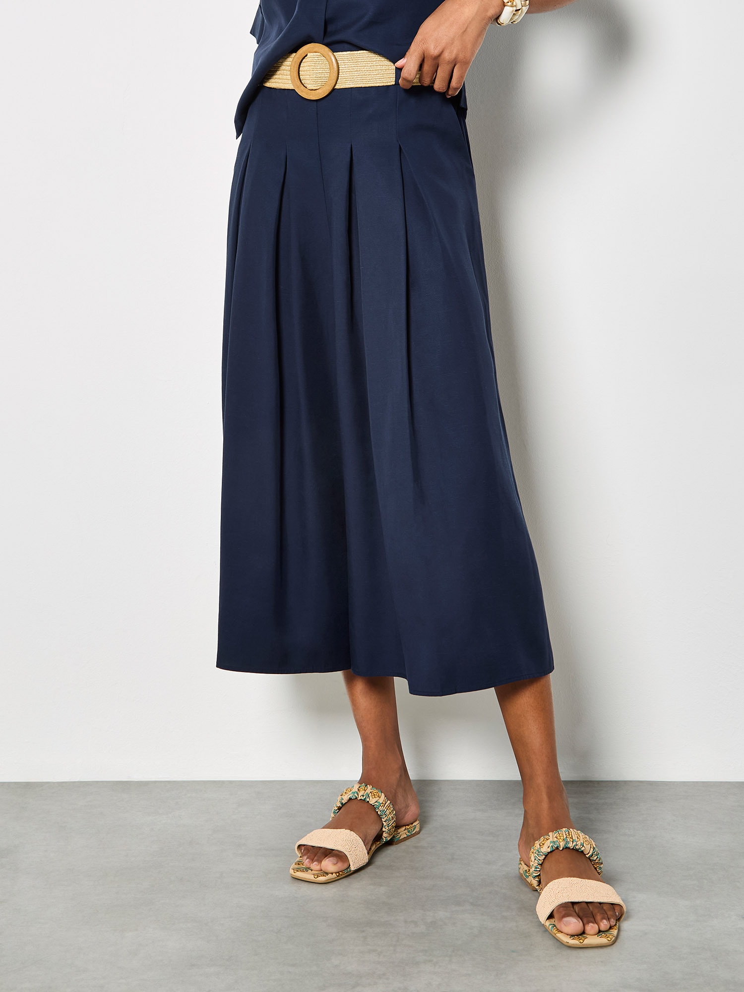 Apricot Culotte "Weit geschnittene Culotte-Hose mit Falten" Einfarbig
