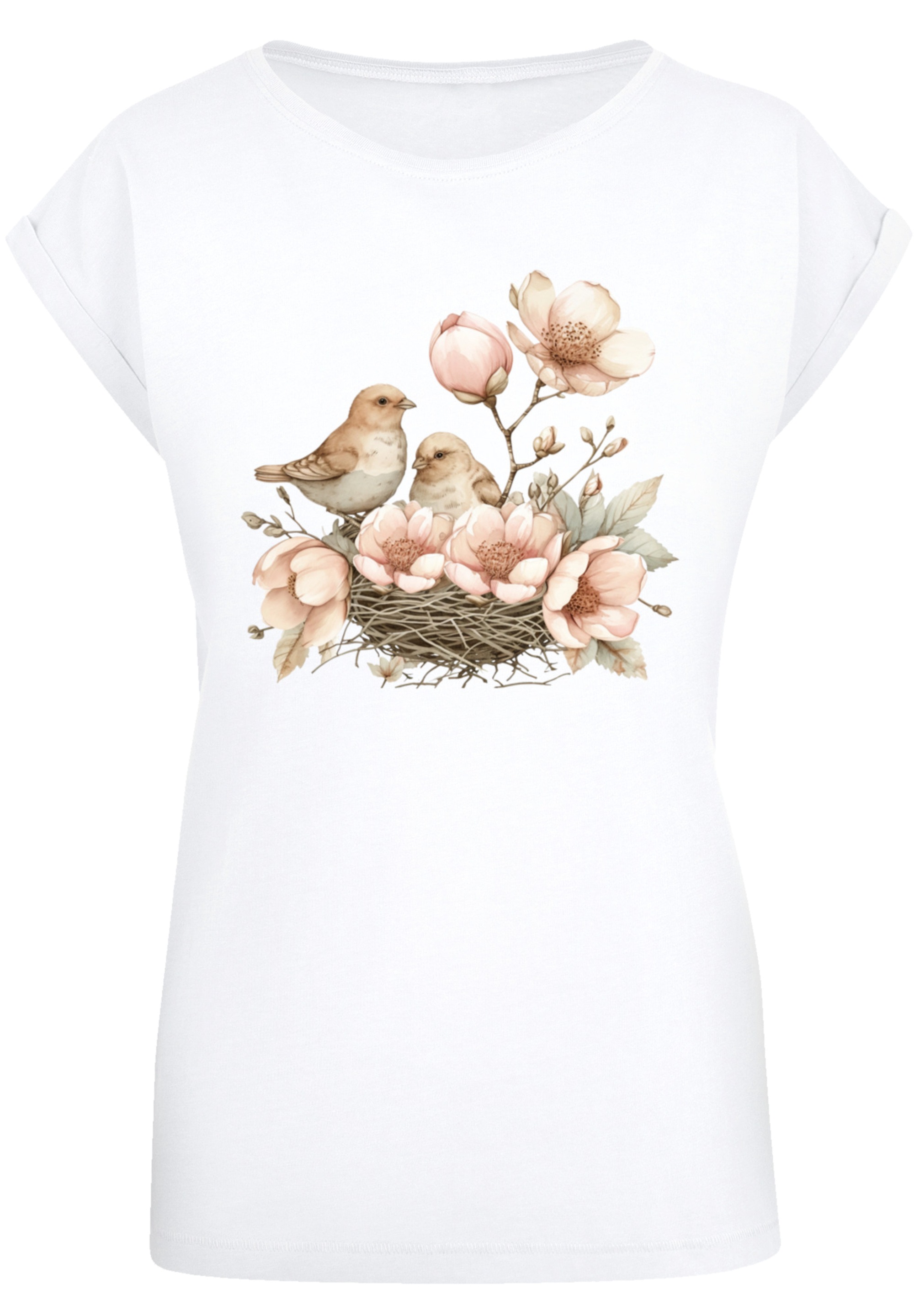 F4NT4STIC T-Shirt »Vogelnest Blumen«, Premium Qualität