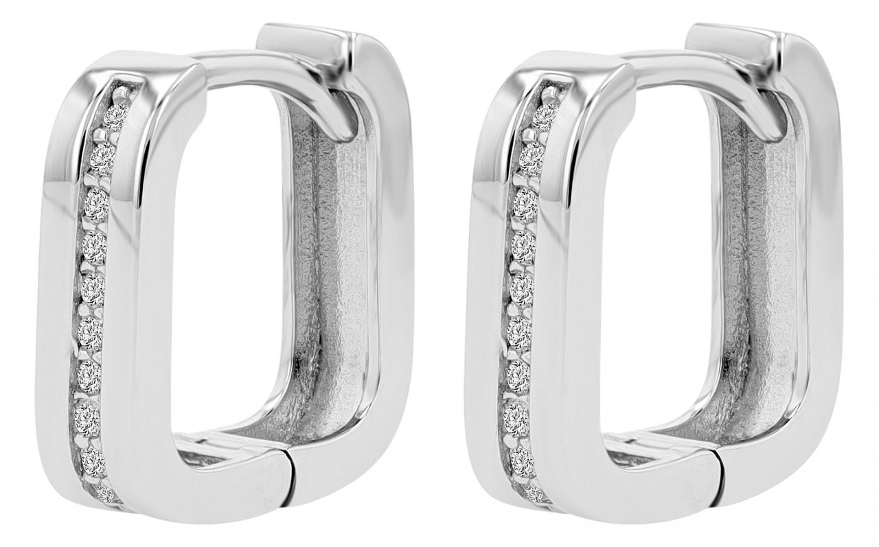 Adelia´s Paar Creolen »Damen Creolen aus rhodiniertem 925 Sterling Silber und Zirkonia«