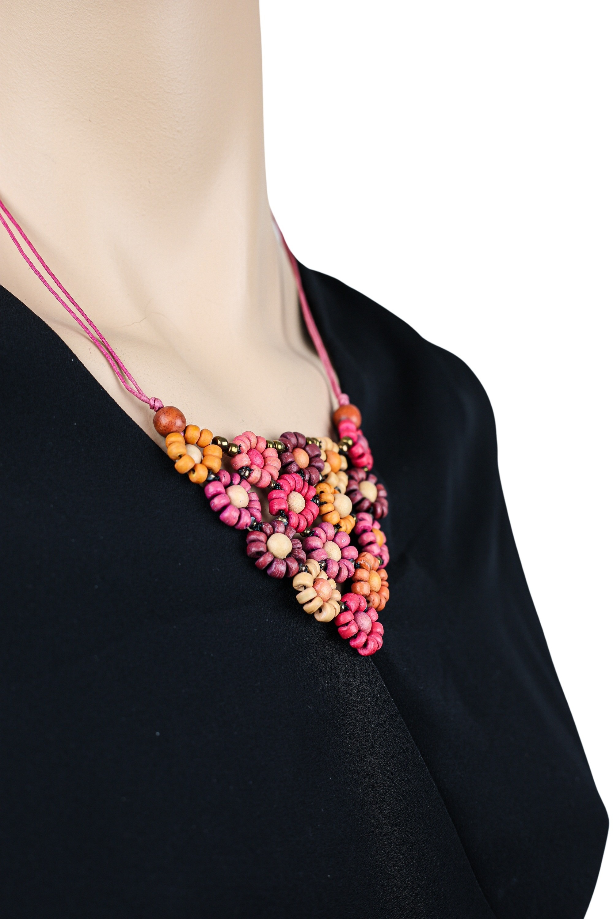 COLLEZIONE ALESSANDRO Kette mit Anhänger »Fiore«, bunte Blumen aus Holzperlen gefädelt