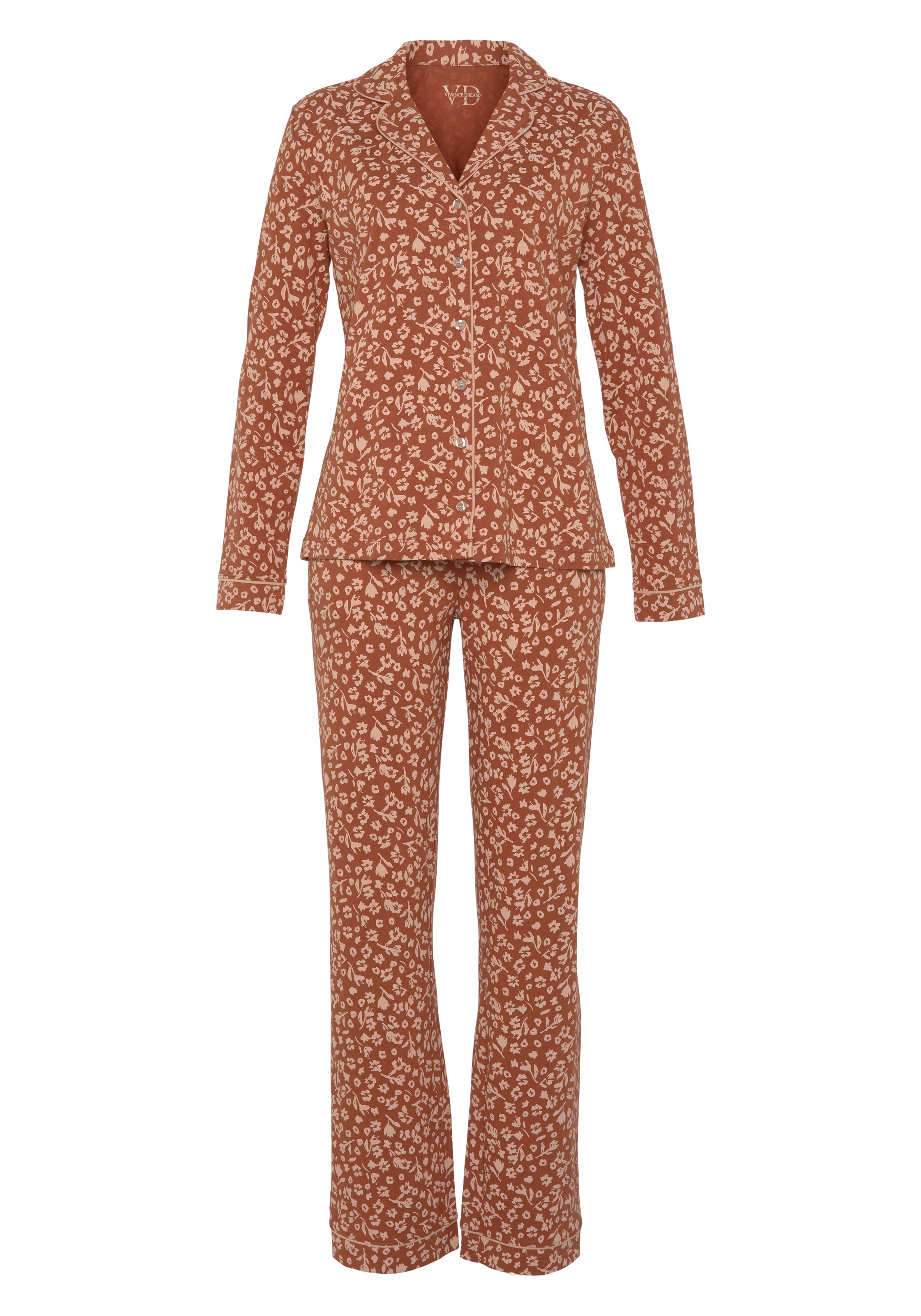 Vivance Dreams Pyjama, (2 tlg.), im klassischen Schnitt