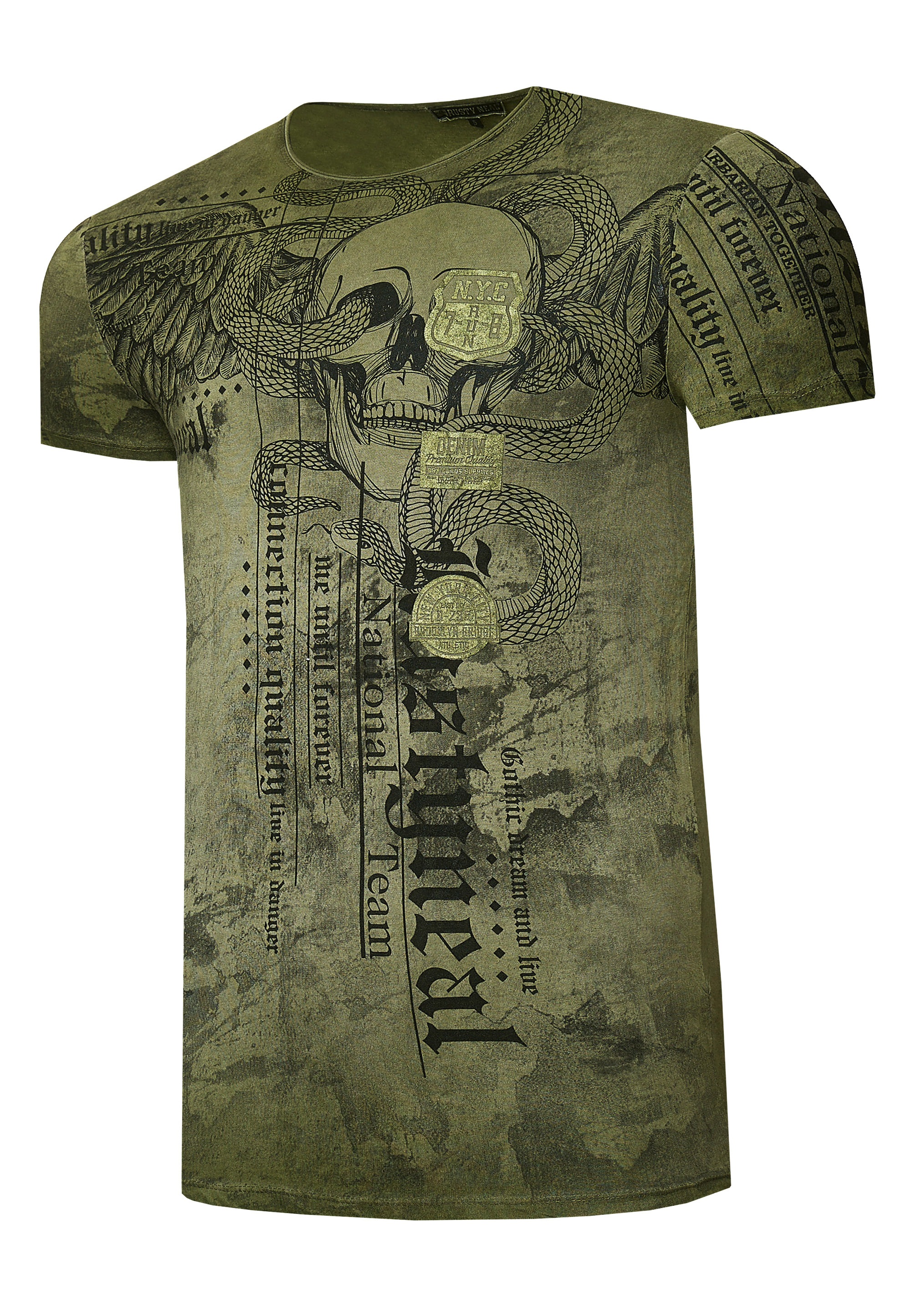 Rusty Neal T-Shirt, mit coolem Allover-Print