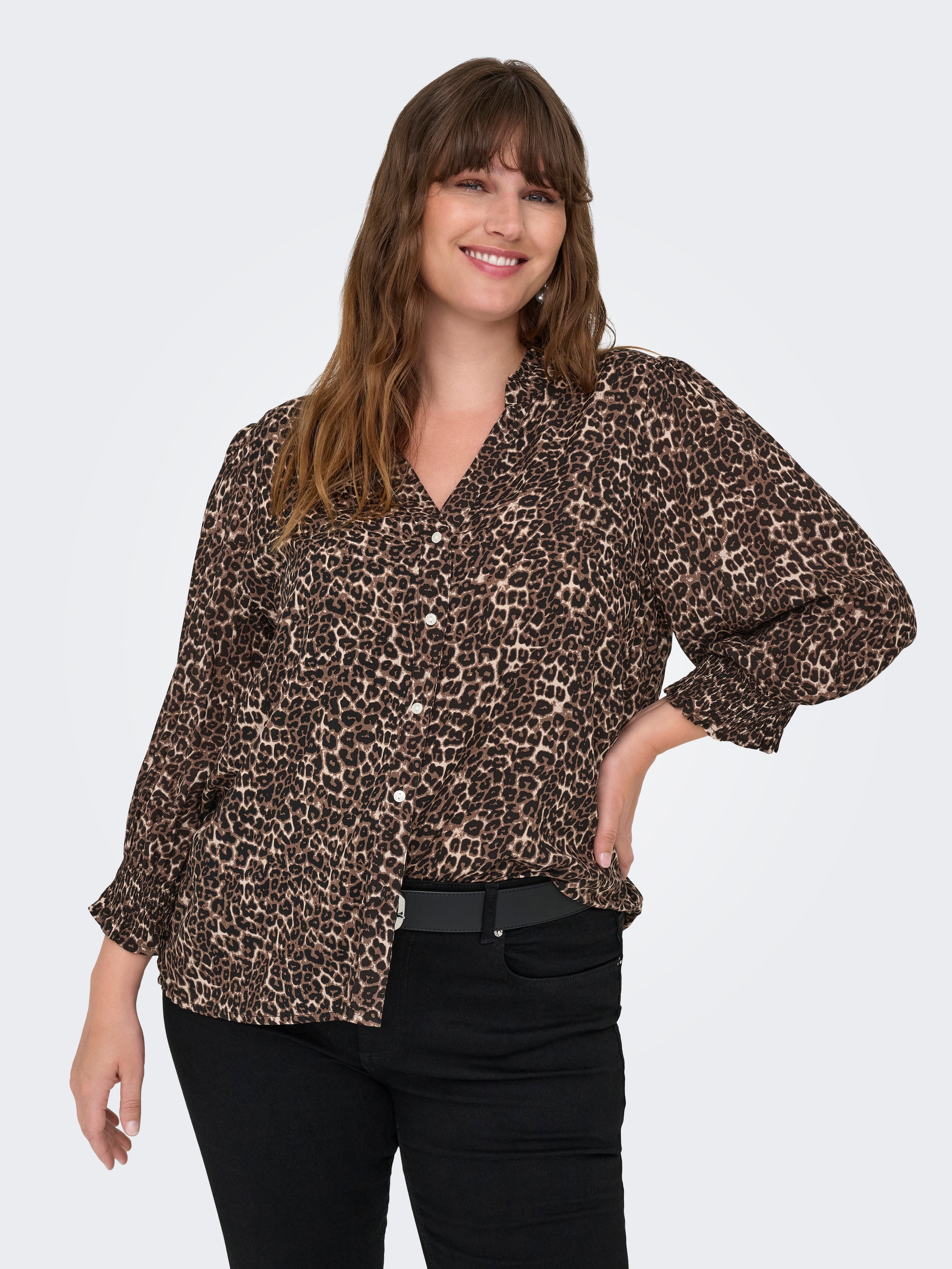 ONLY CARMAKOMA Druckbluse "CARRAYA 3/4 SHIRT WVN NOOS" Viskose, regular fit