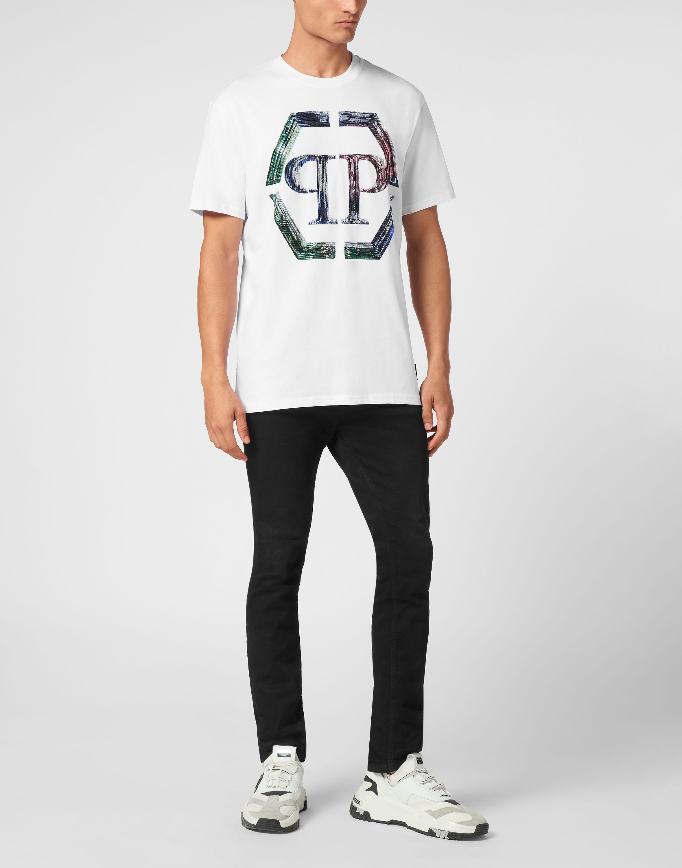 PHILIPP PLEIN T-Shirt »Hexagon Mit Schmucksteinen«