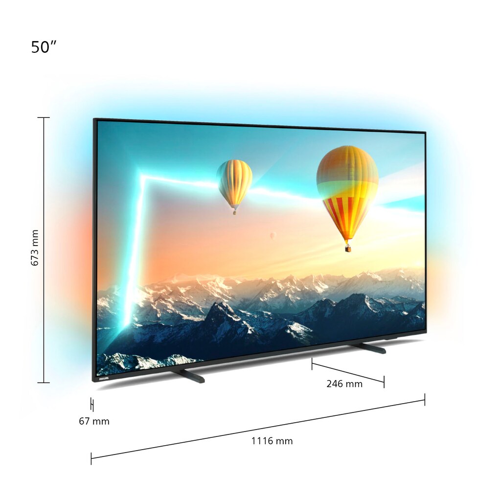 Philips LED-Fernseher »50PUS8107/12«, 126 cm/50 Zoll, 4K Ultra HD, Android TV-Smart-TV, Ambilight (3-seitig), HDR10+
