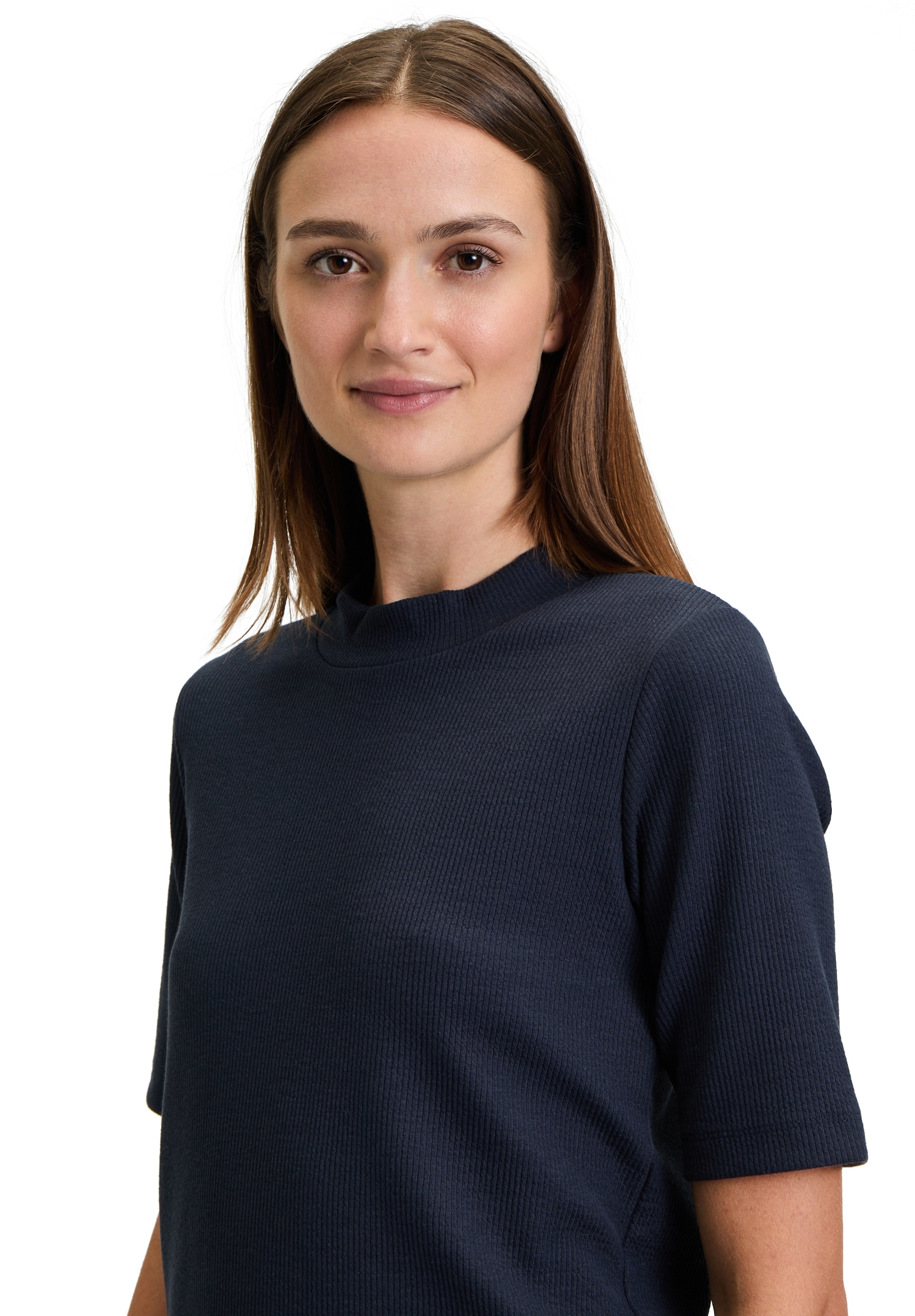Betty&Co Kurzarmshirt »Betty & Co Strukturshirt mit Stehkragen«, (1 tlg.), Form
