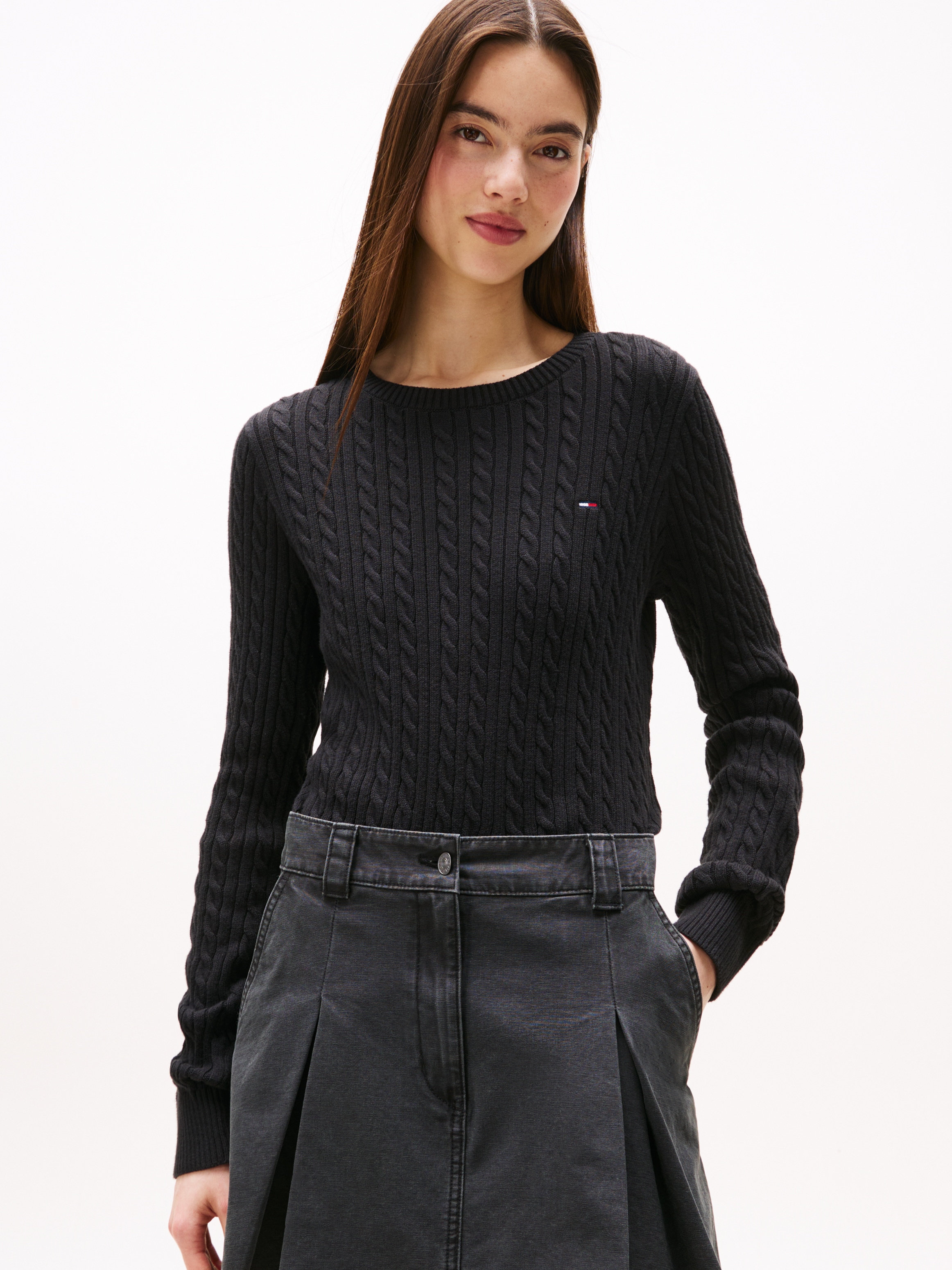Tommy Jeans Strickpullover "TJW CABLE ESSENTIAL SWEATER" mit Zopfmuster günstig online kaufen