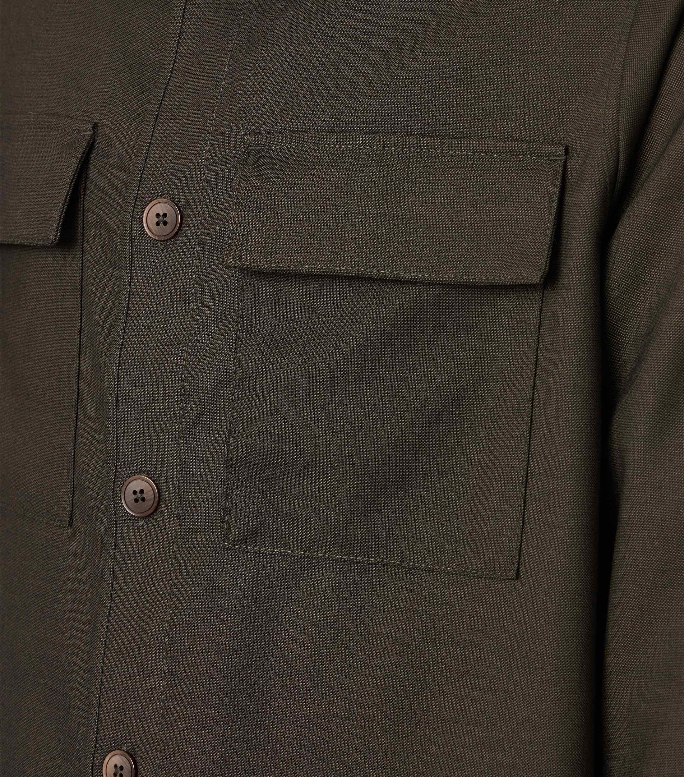 Langarmhemd VENTI "VENTI Hemdjacke uni", Herren, Gr. 56, Normalgrößen, dunkelgrün, 81% Polyester, 17% Viskose, 2% Elasthan, unifarben, lässig geschnitten, Hemden 3