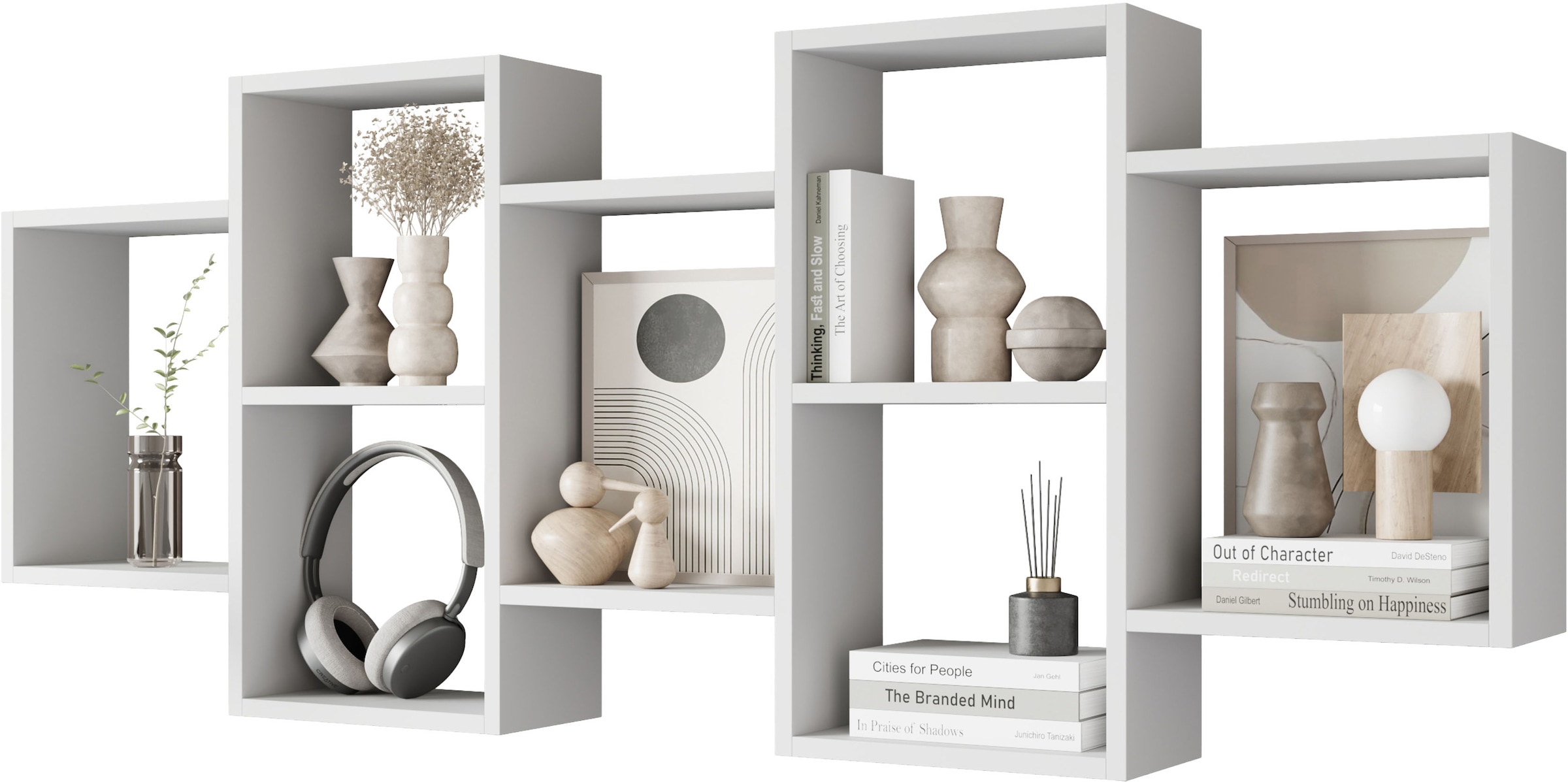 INOSIGN Wandboard »Wandregal Trio«, (1 St.), Stell- oder Hängeregal, 10 offene Fächer, flexibel montierbar
