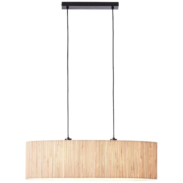 Brilliant Pendelleuchte »Wimea«, 2 flammig-flammig, H 120 cm, B 78 cm, 2 x  E27, kürzbar, Metall/Seegras, schwarz/natur | BAUR