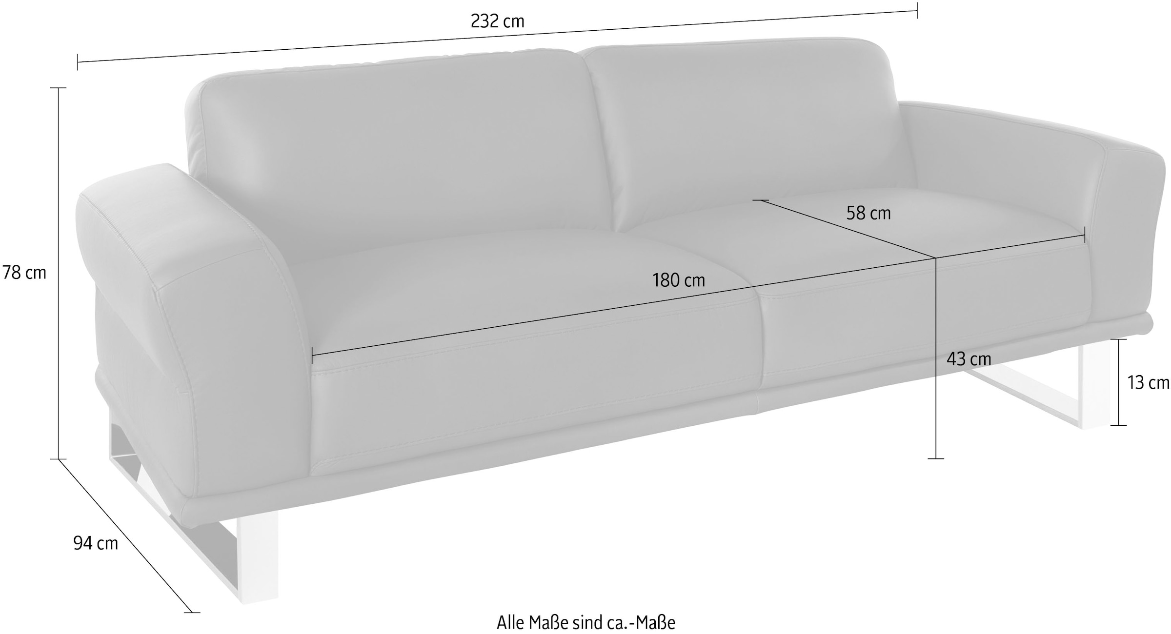 W.SCHILLIG 2,5-Sitzer »montanaa«, mit Metallkufen in Bronze pulverbeschichtet, Breite 232 cm