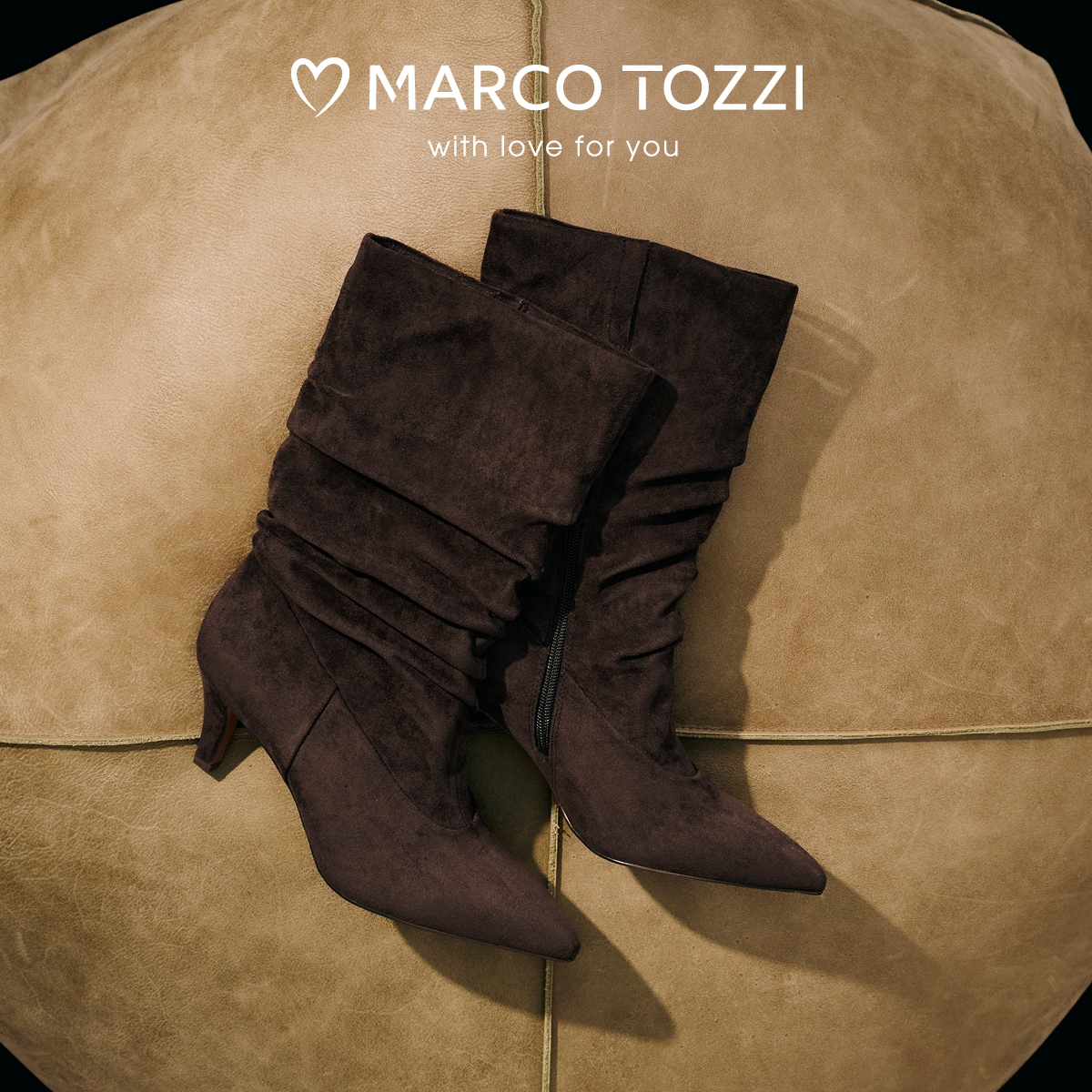 MARCO TOZZI Stiefel  Trichterabsatz, Kurzstiefel im Slouchy-Falten-Look