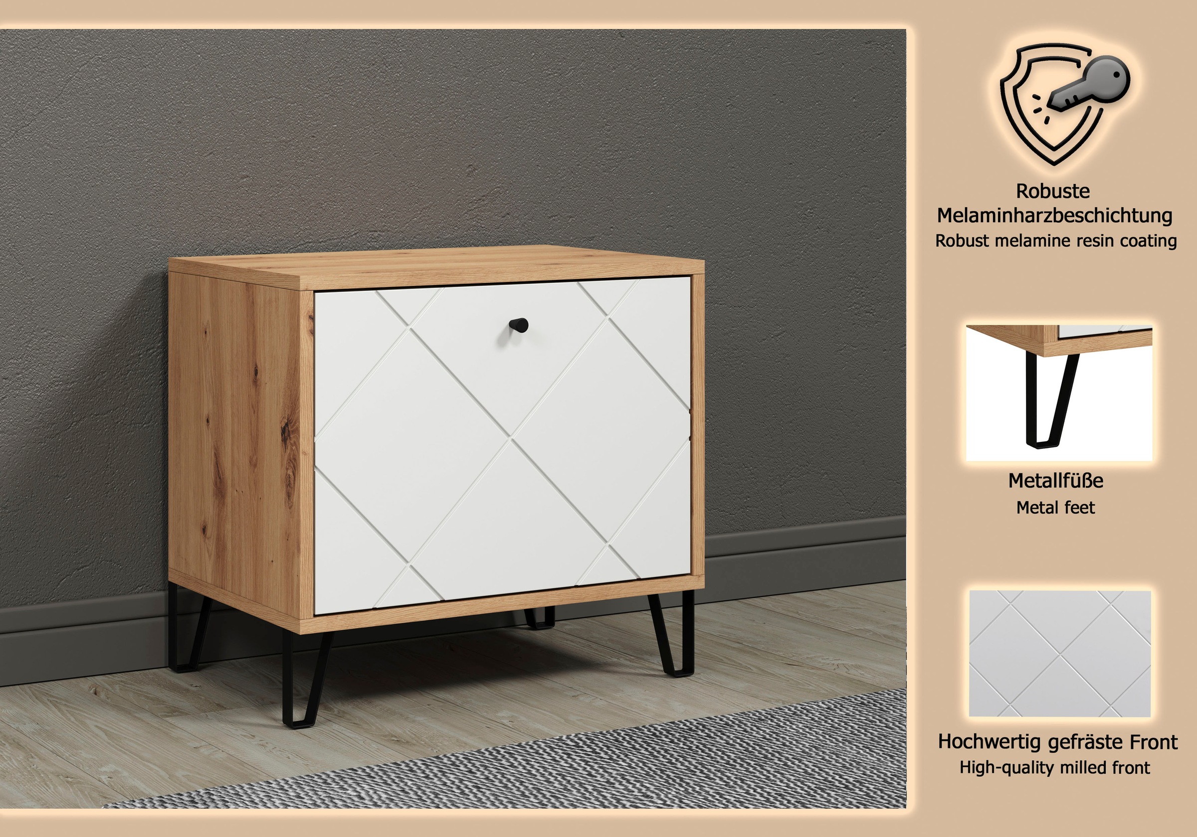 PLACES OF STYLE Sitzbank »Tarragona« 1 Stk. tlg. Sitzbank mit Klappe & Soft-Close - (B/T/H) 63/40/56 cm