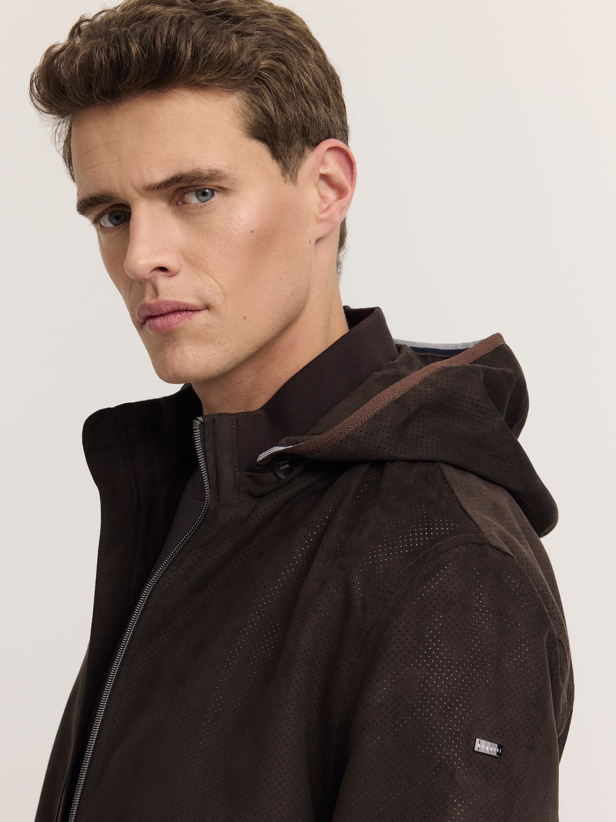 bugatti Kurzjacke »Premium Suede« Regular Fit wasserabweisend mit Kapuze