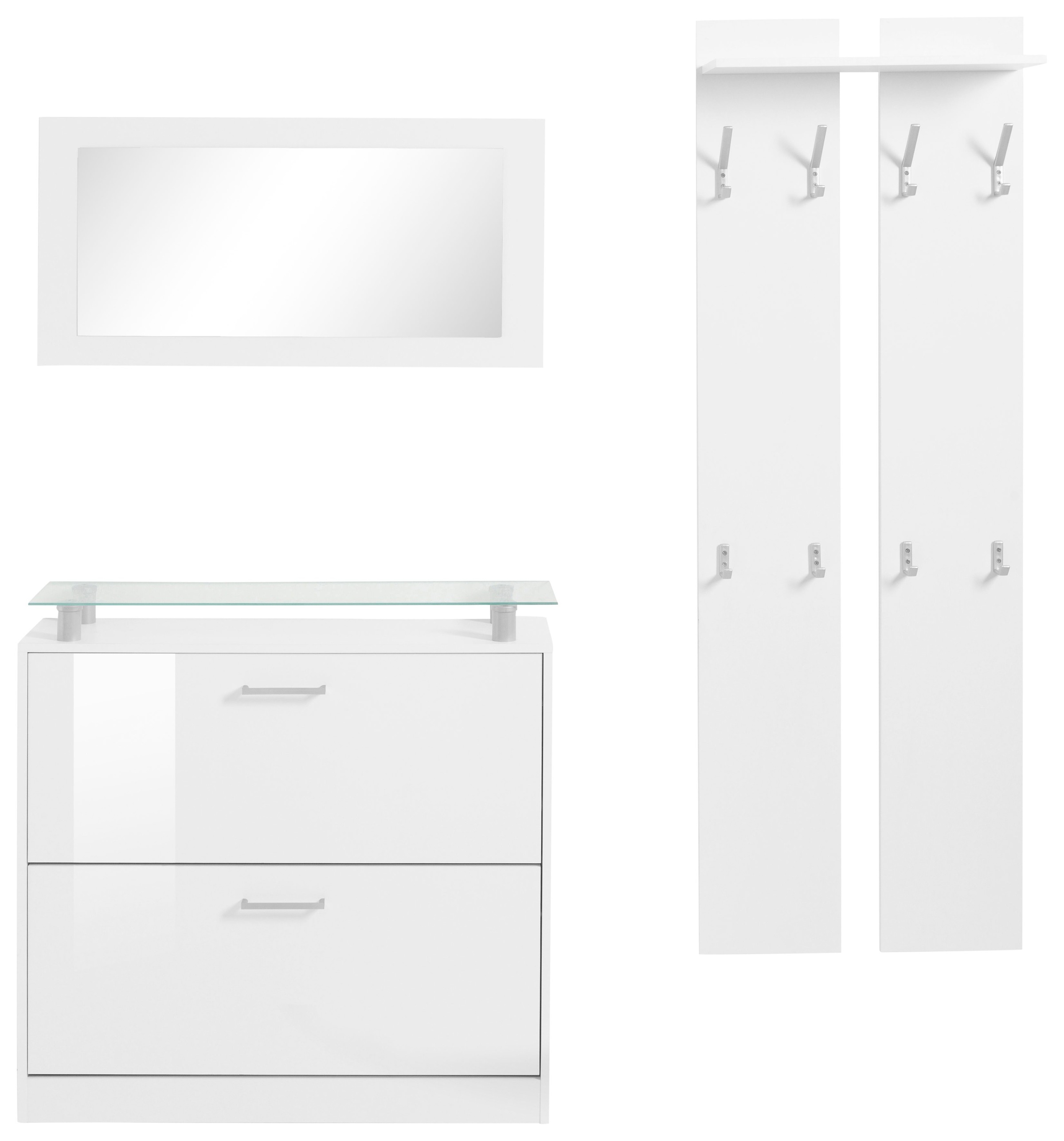 Garderoben-Set BORCHARDT MÖBEL, weiß, Flur, Kastenmöbel-Sets, "Finn", mit Glasablage