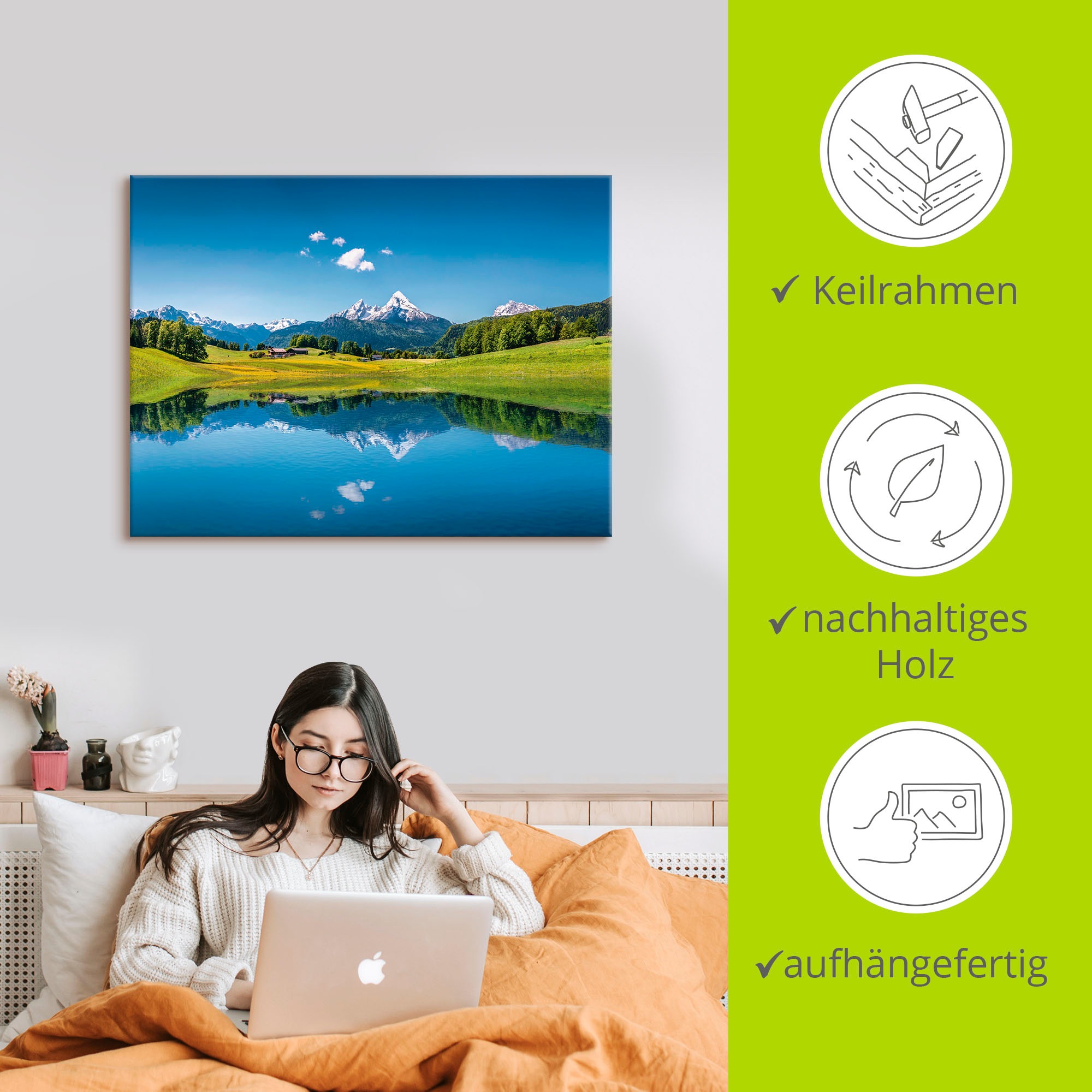 Artland Wandbild »Landschaft in den Alpen«, Berge, (1 St.), als Alubild, Outdoorbild, Leinwandbild, Poster in verschied. Größen