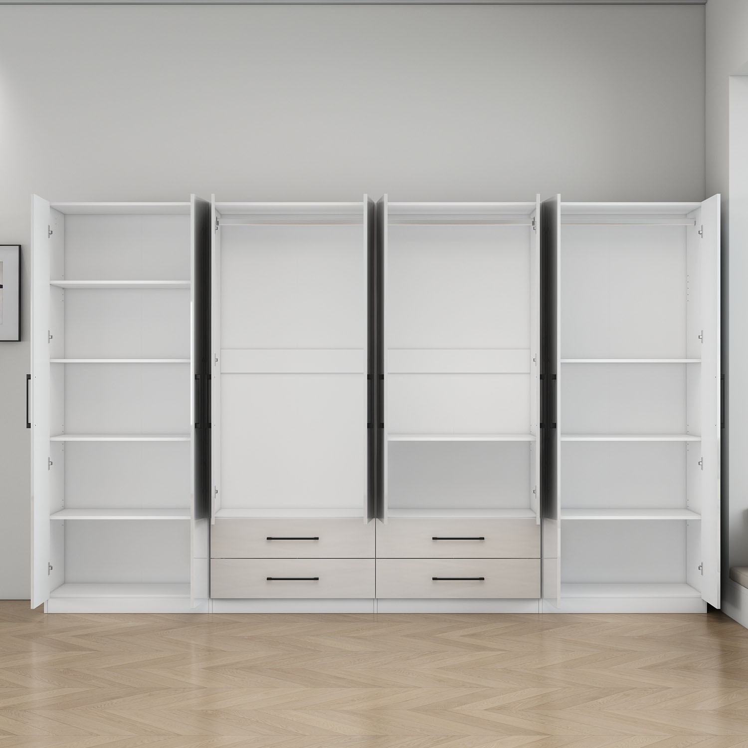 OTTO home Kleiderschrank »Sylt Schlafzimmerschrank Garderobe Schrank in hochglanz mit 8 Türen« Drehtürenschrank mit perfekter Innenausstattung
