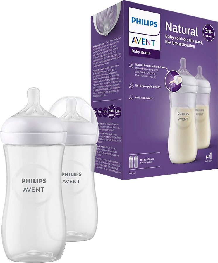 Philips AVENT Babyflasche »Natural Response SCY906/02«, 2 Stück, 330ml, ab dem 3. Monat