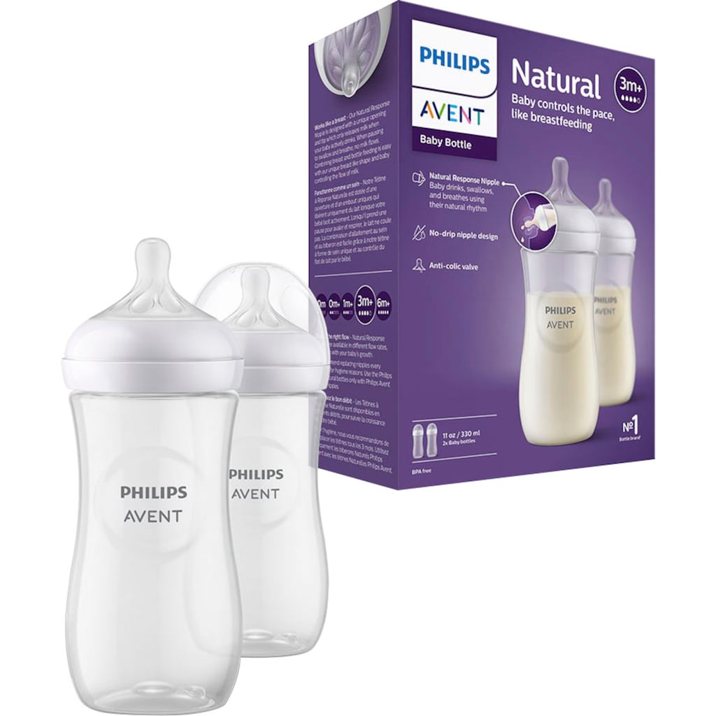 Philips AVENT Babyflasche »Natural Response SCY906/02«, 2 Stück, 330ml, ab dem 3. Monat