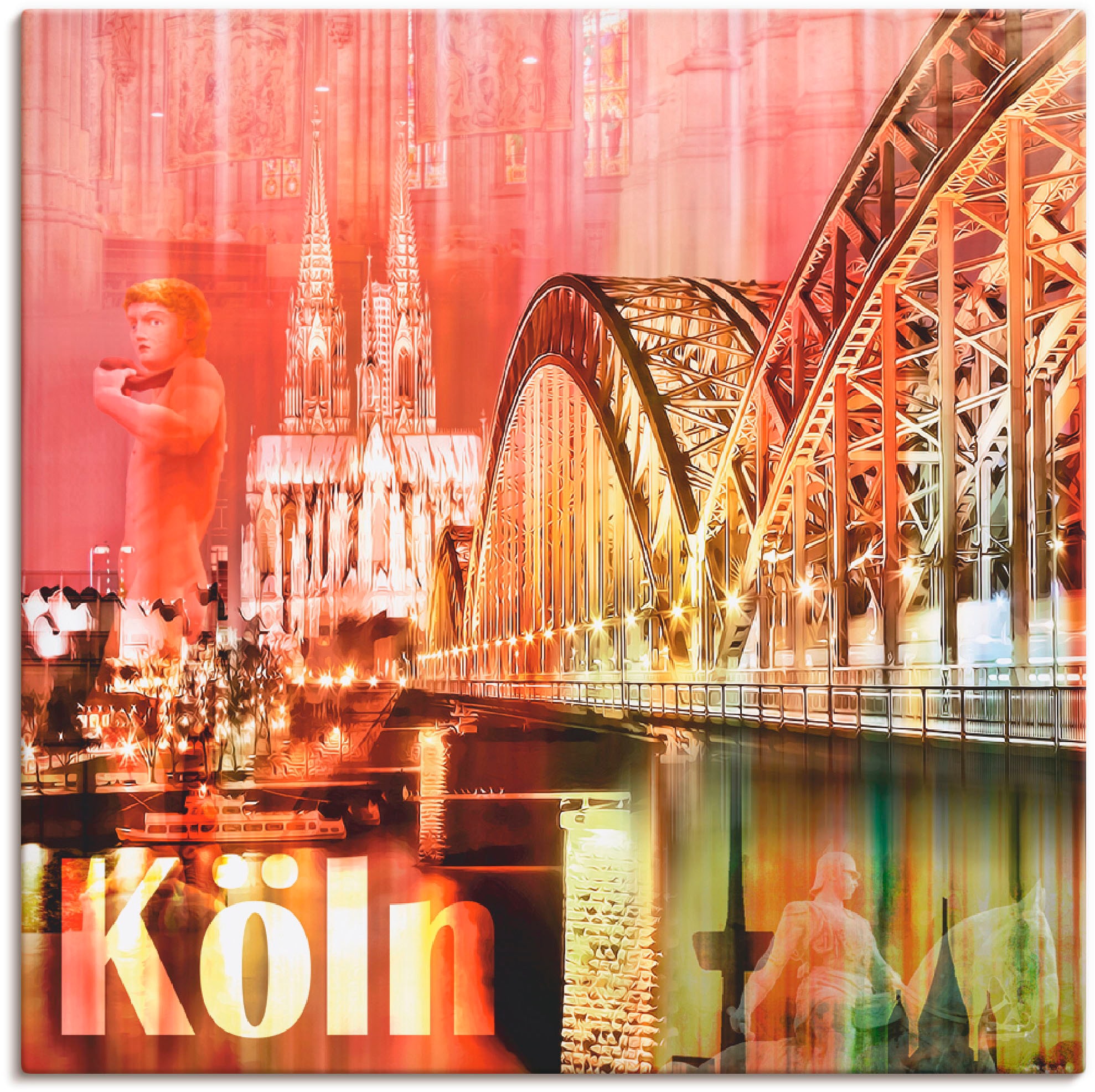 oder Artland | »Köln Gebäude, kaufen St.), (1 als Leinwandbild, Abstrakte BAUR in Wandbild Größen versch. Collage«, Wandaufkleber Poster Skyline
