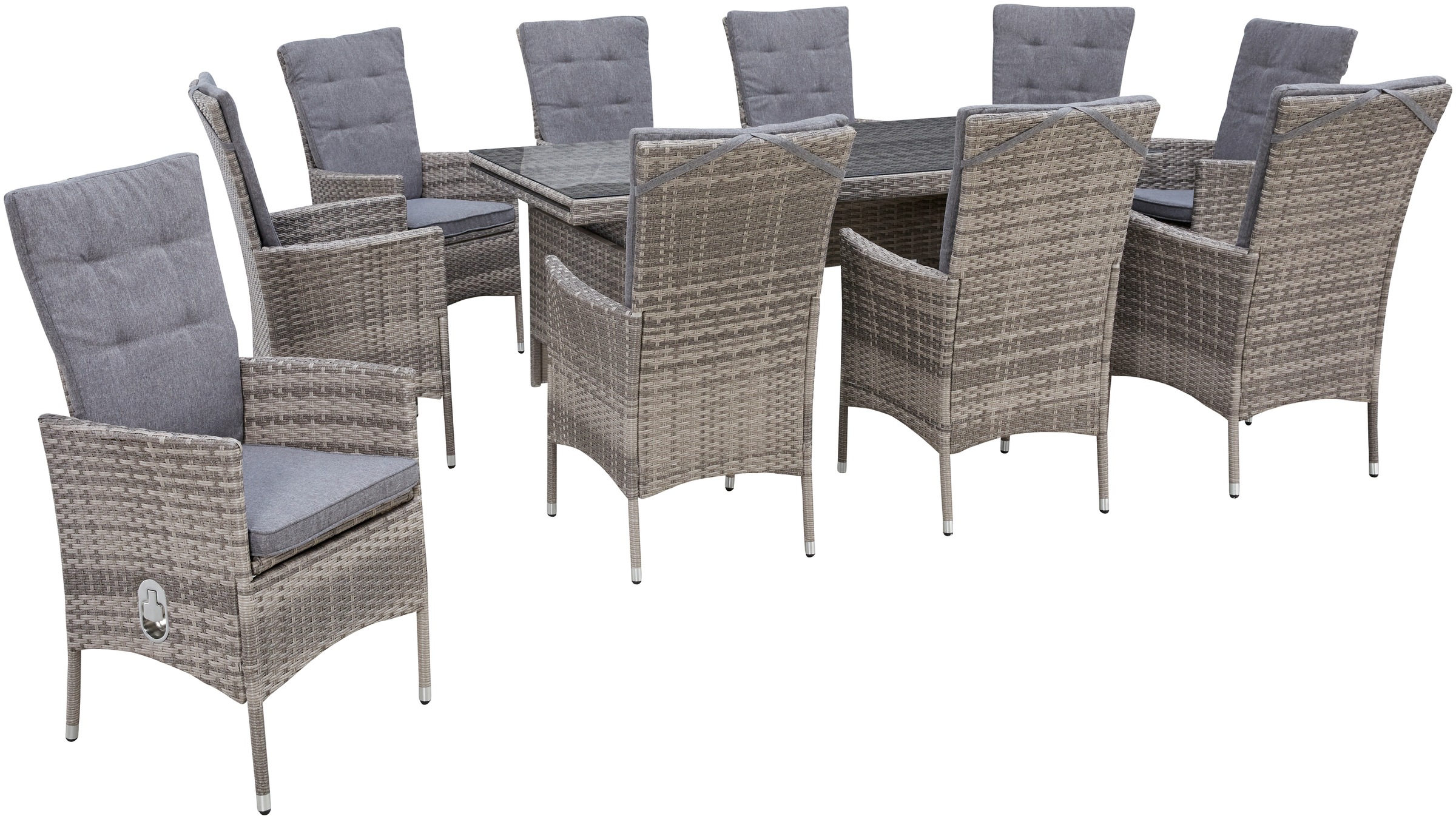 KONIFERA Garten-Essgruppe "Belluno" Set, 10x Sessel, 1x AZ-Tisch 179-300x73 günstig online kaufen