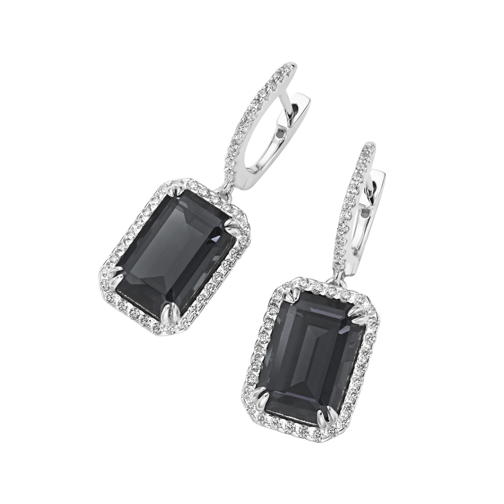 Paar Creolen "mit Zirkonia und grauem Kristallstein, Silber 925", grau, GIORGIO MARTELLO MILANO, Ohrringe, Damen, Silber 925 (Sterlingsilber)