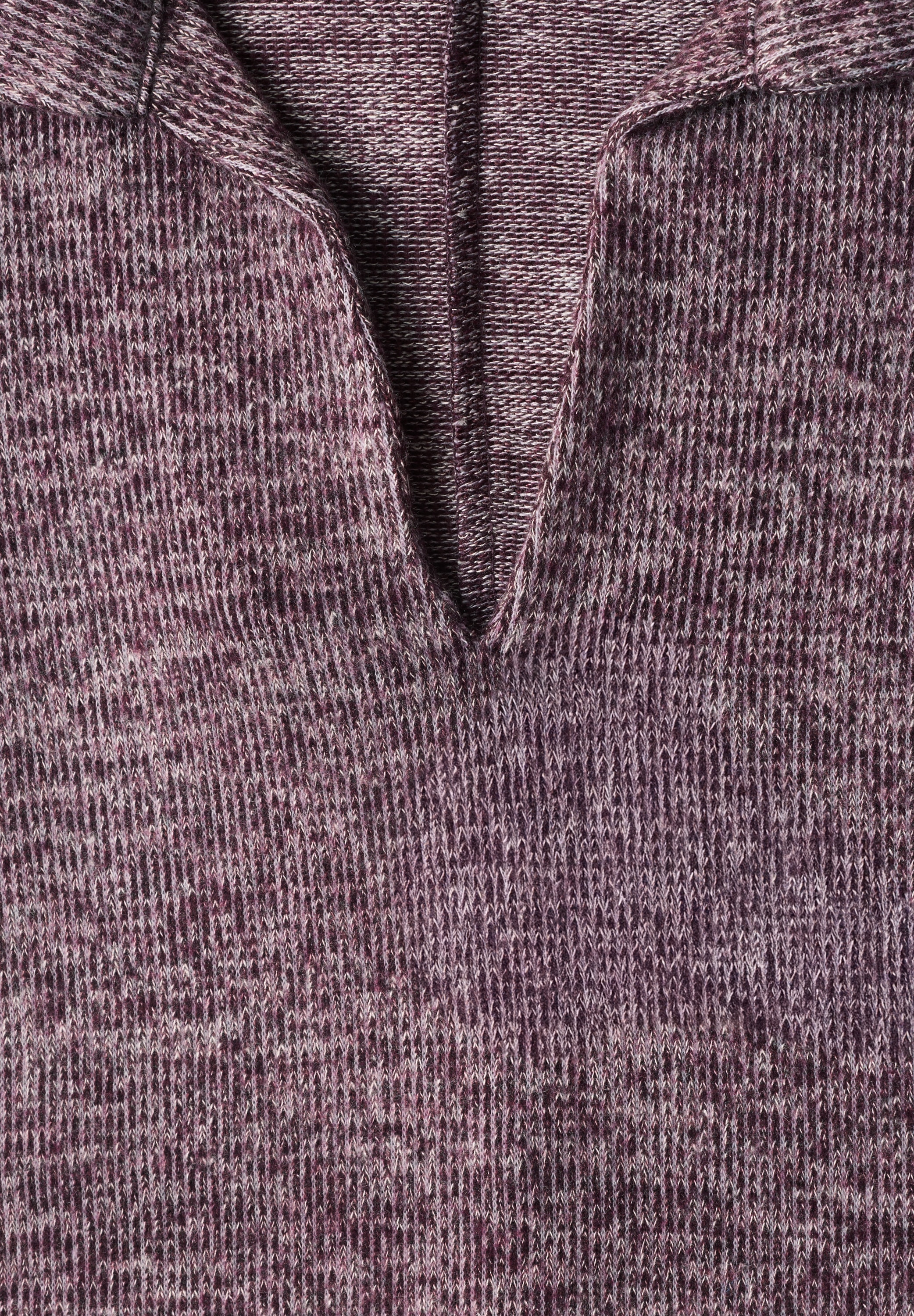STREET ONE Langarm-Poloshirt mit Polokragen / Im Melange-Look
