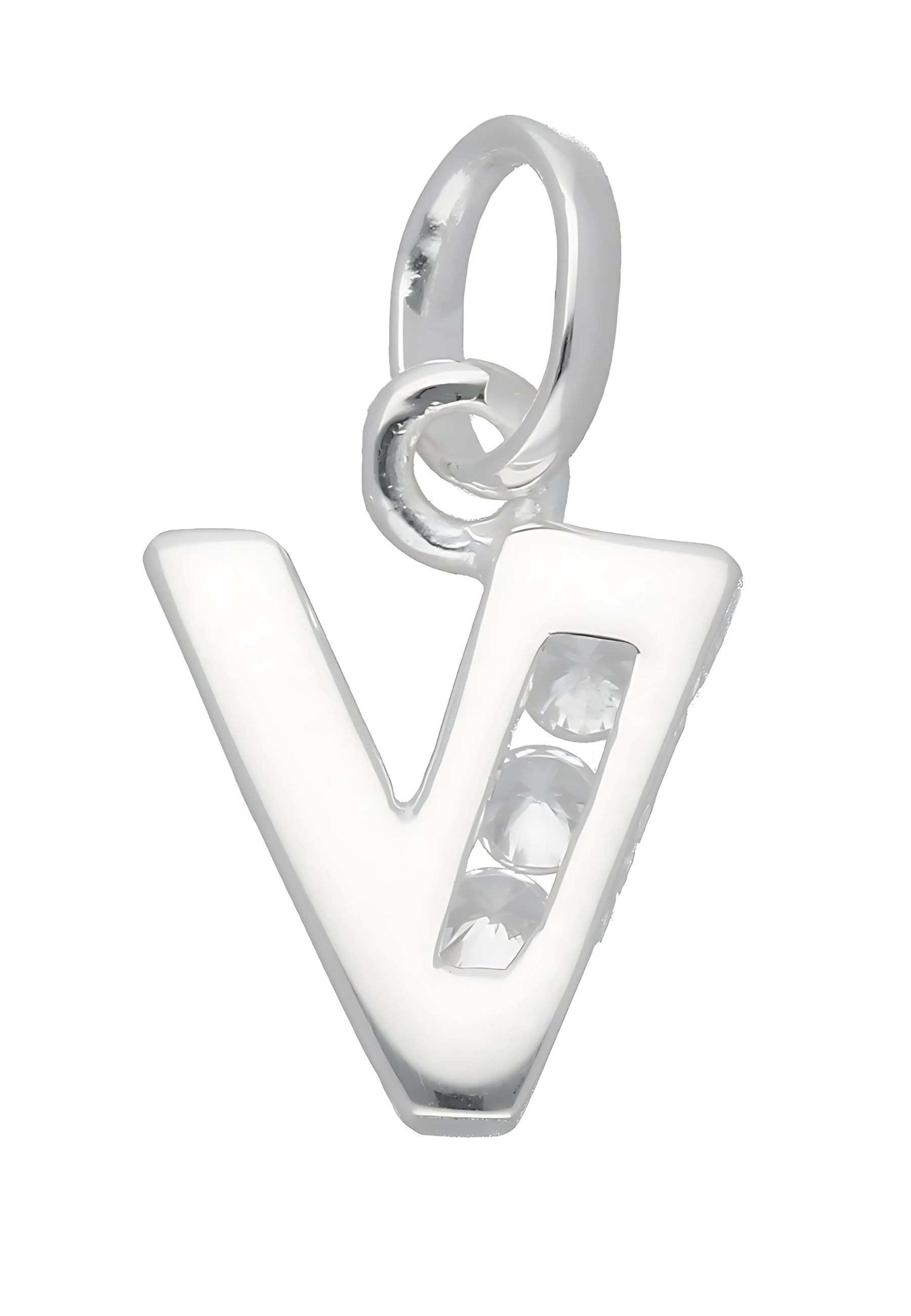 ADELIA ́S Damen Namenskette "Halskette - Namenskette mit Buchstabenanhänger V mit Zirkonia", Silber 925 (Sterlingsilber), silber, Silber 925