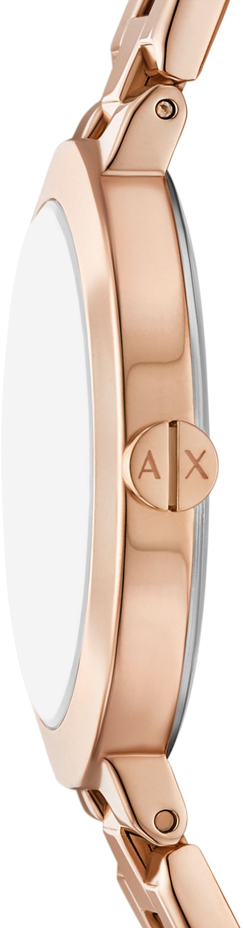 ARMANI EXCHANGE Quarzuhr, Armbanduhr, Damenuhr, Edelstahlarmband, analog, Glassteine