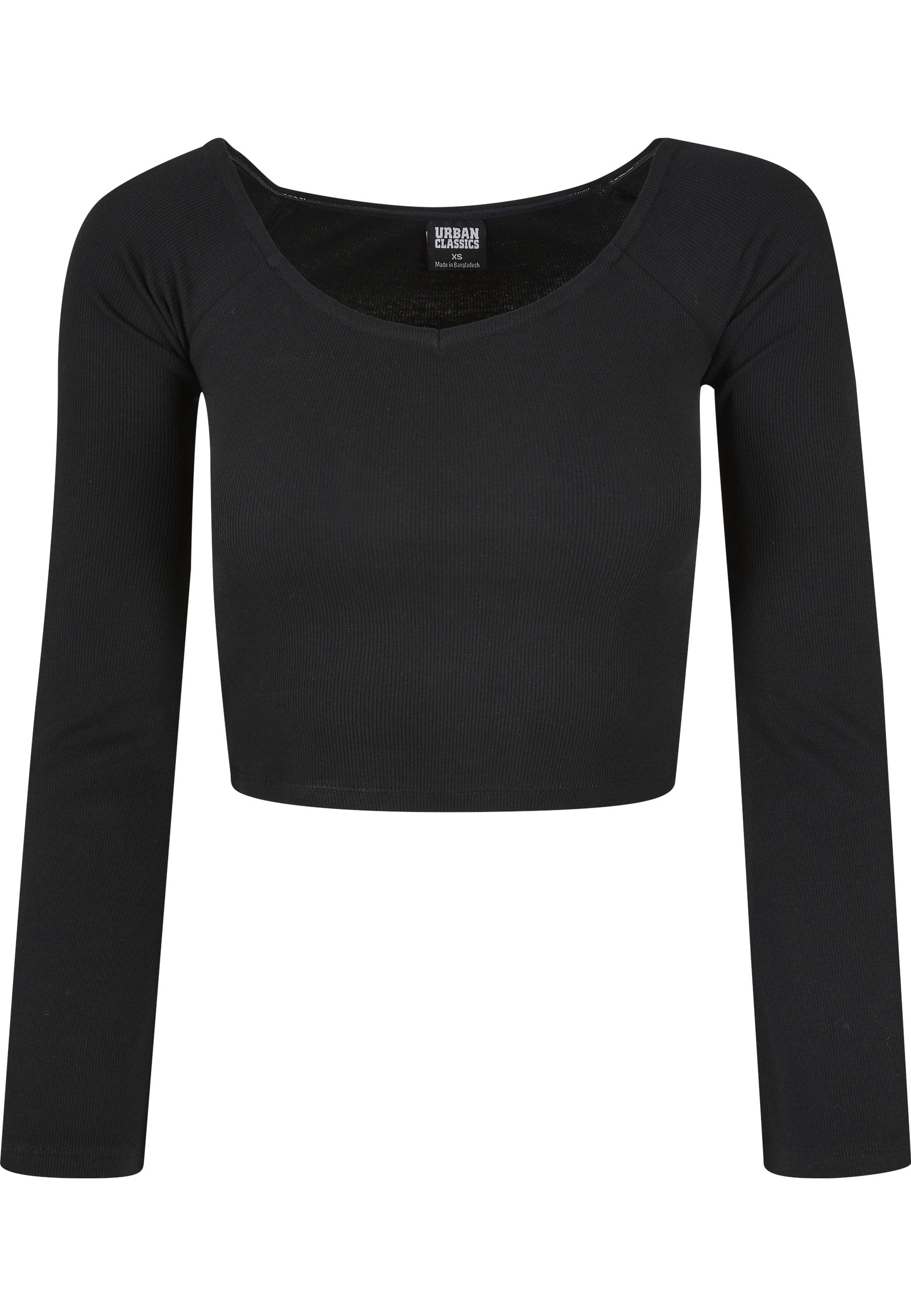 URBAN CLASSICS Langarmshirt "Urban Classics Damen Ladies Short Rib Wide V-Neck Longsleeve" 1