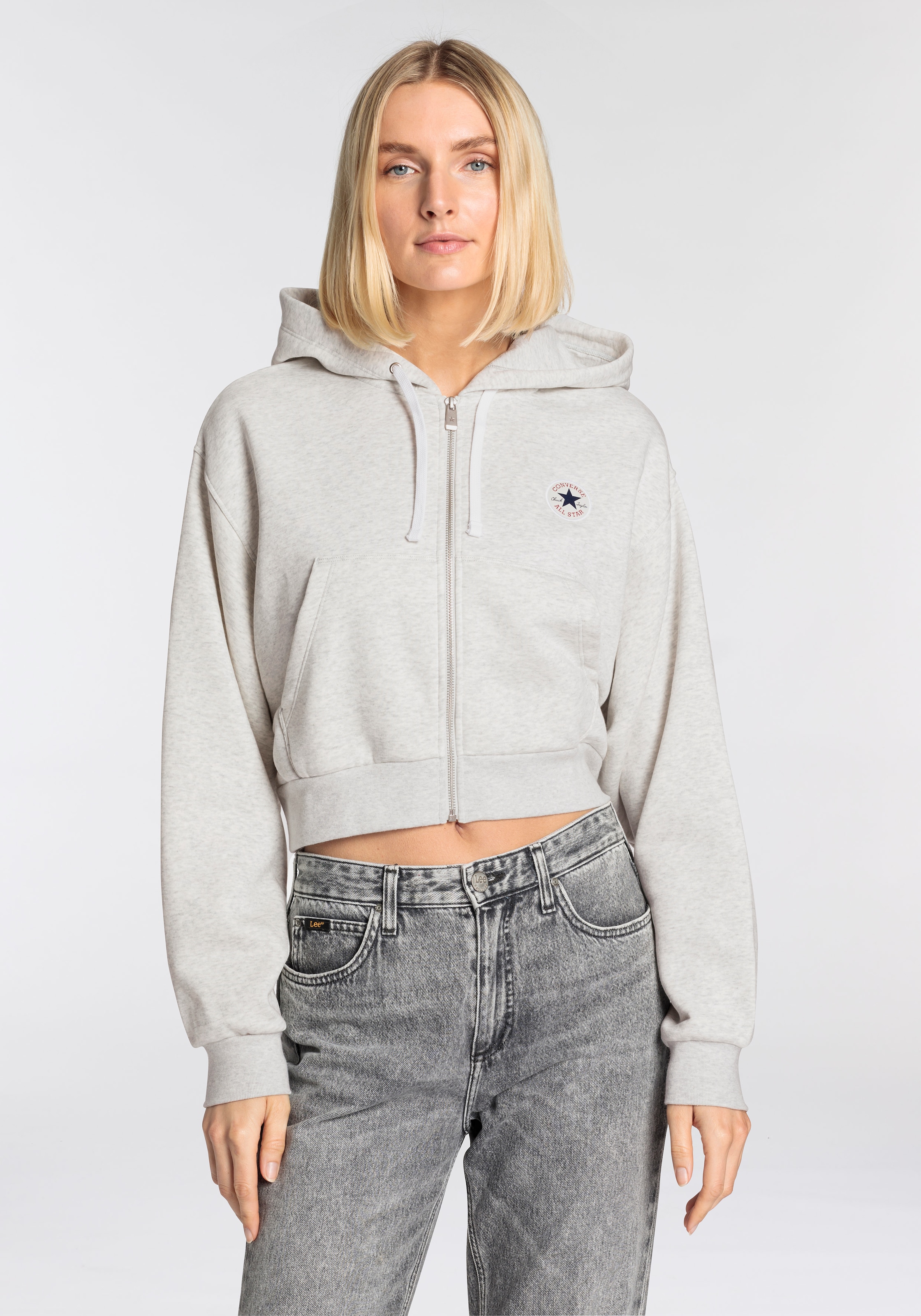 Converse Sweatjacke "WOMENS CONVERSE RETRO FULL-ZIP HOODIE", 1 Stk. cropped günstig online kaufen