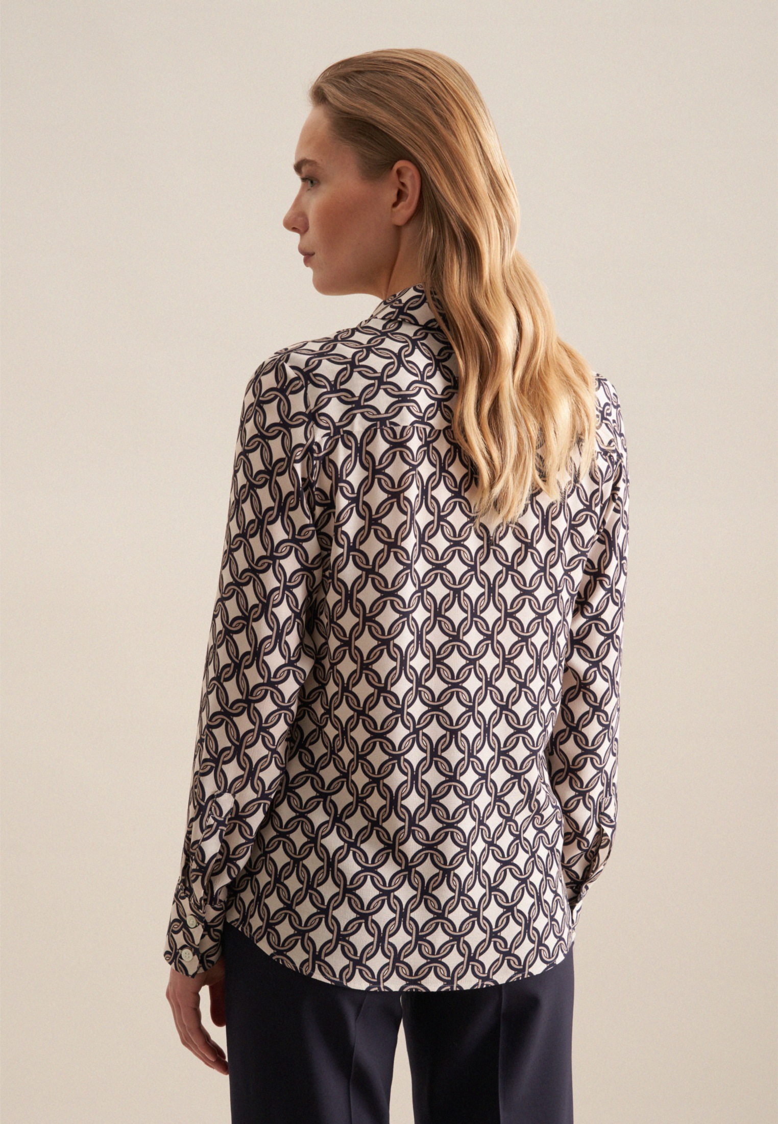 seidensticker Hemdbluse "Schwarze Rose", Langarm Kragen Druck günstig online kaufen