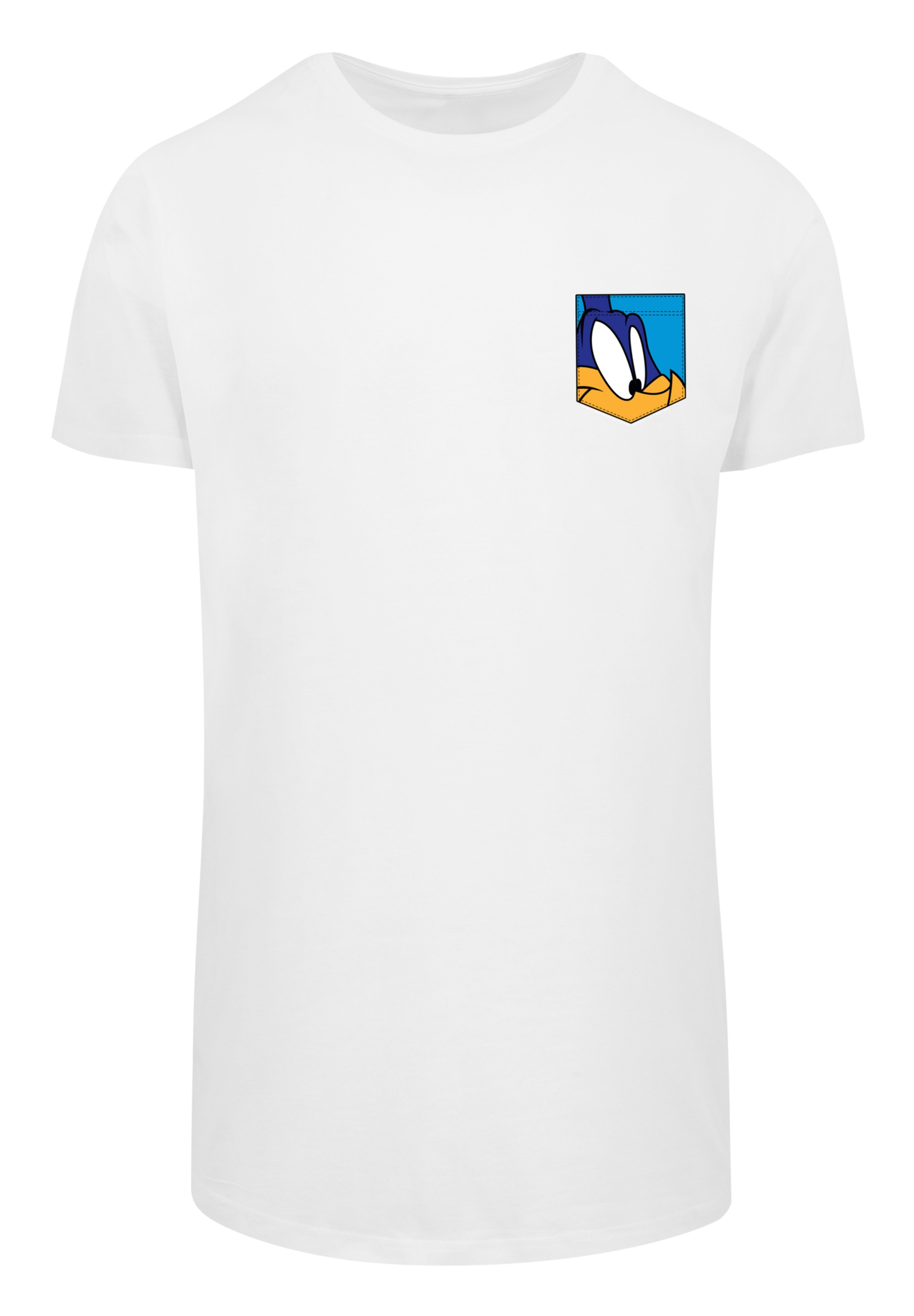 F4NT4STIC T-Shirt »Looney Tunes Road Runner Face Faux Pocket«, Print