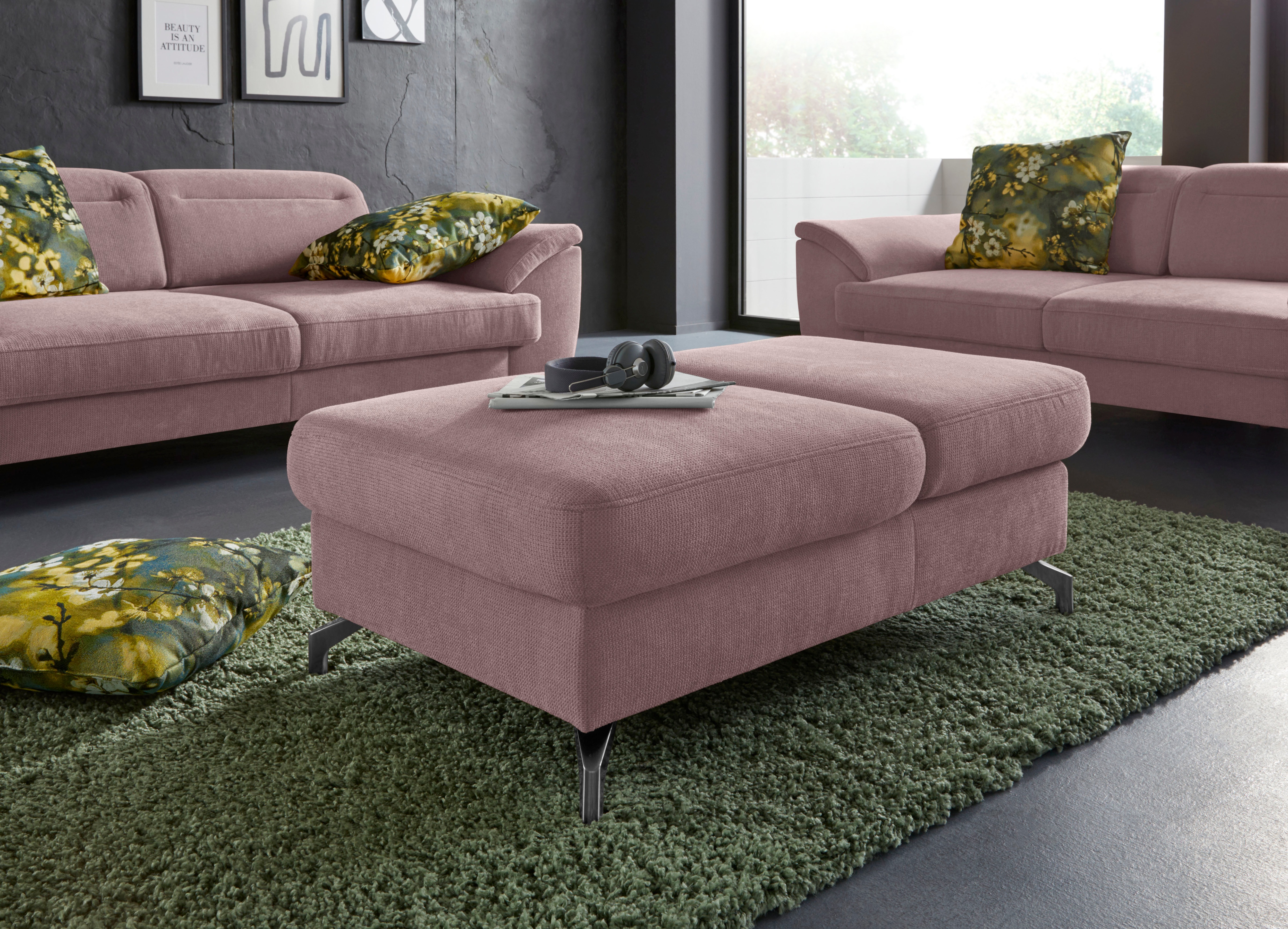 Thumbnail - sit&more Hocker "Percy" Fußhöhe 12 cm, mit Klappfunktion, wahlweise in 2 Fußfarben