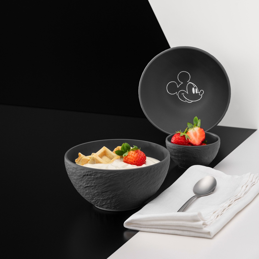 Villeroy & Boch Schale »Müslischalen Manufacture Rock - Mickey Mouse ø 14 cm 4er Set schwarz« 4 Spülmaschinenfest, Mikrowellensicher