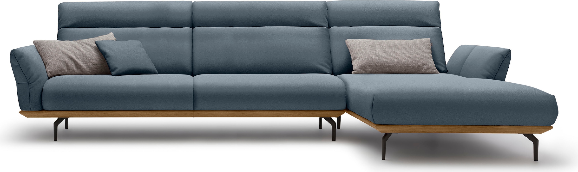 hülsta sofa Ecksofa »hs.460«, Sockel in Nussbaum, Winkelfüße in Umbragrau, Breite 338 cm