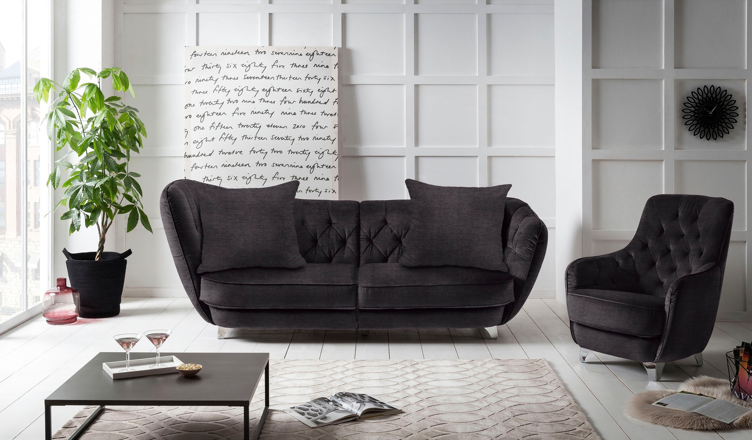 Leonique Big-Sofa »Retro«, stylischer Hochlehner